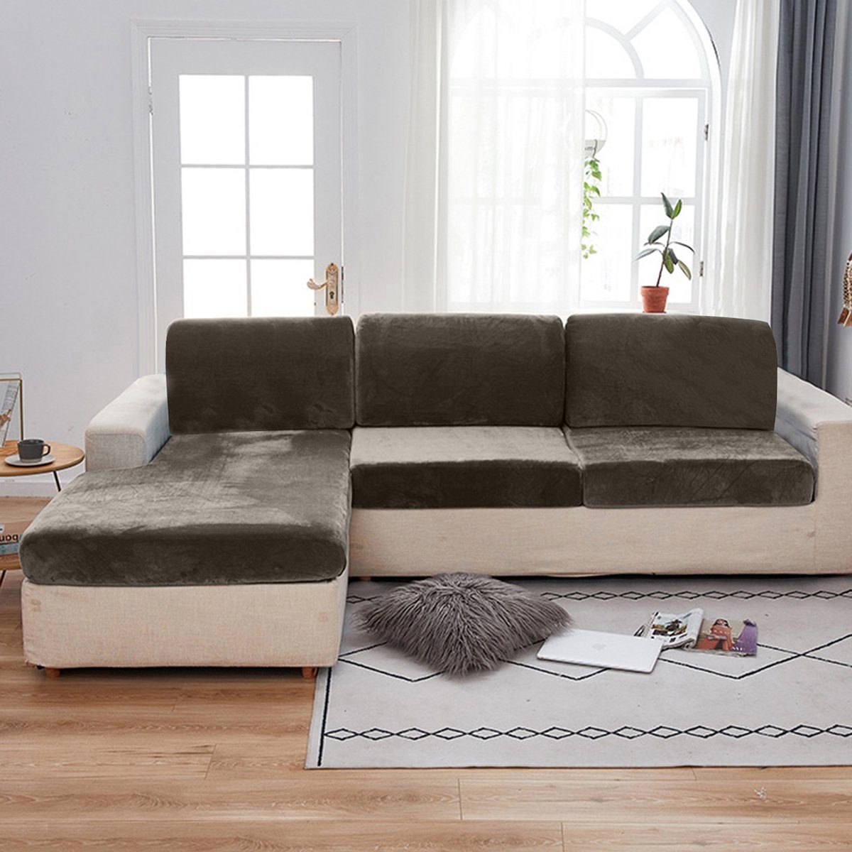 Sofa Überwürfe Sofabezug Stretch Samt Sofahusse für 1/2/3/4 Sitzer Abdeckung DE 
