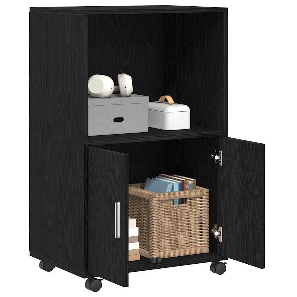 vidaXL Sideboard Rollender Schrank Schwarz Eichen-Optik 55 x 40 x 91 cm (1 günstig online kaufen
