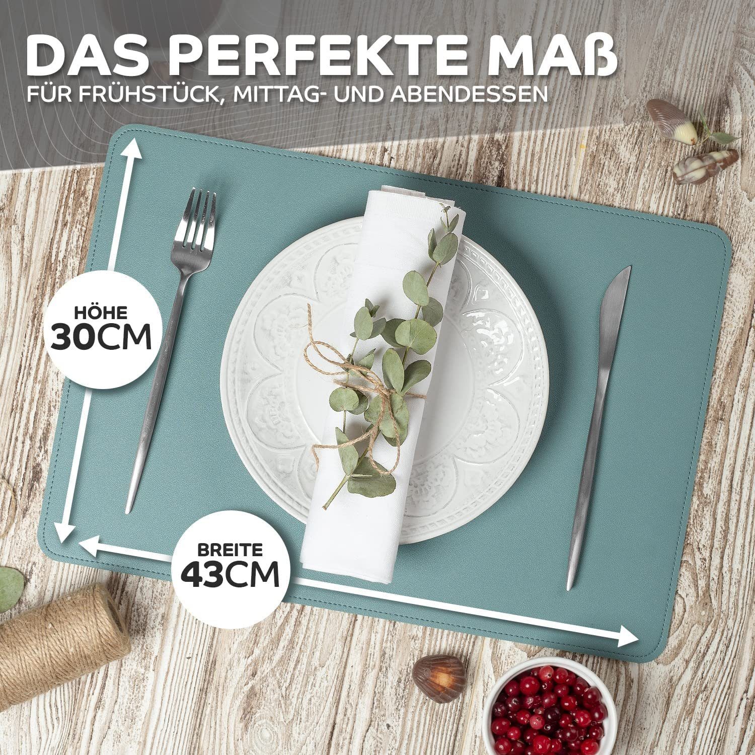 Loco Bird Platzset aus Kunstleder, 4er Set Zweifarbig, 43x30cm Lederoptik -, abwischbare Platzdeckchen Kunstleder – Bild 2 von 5