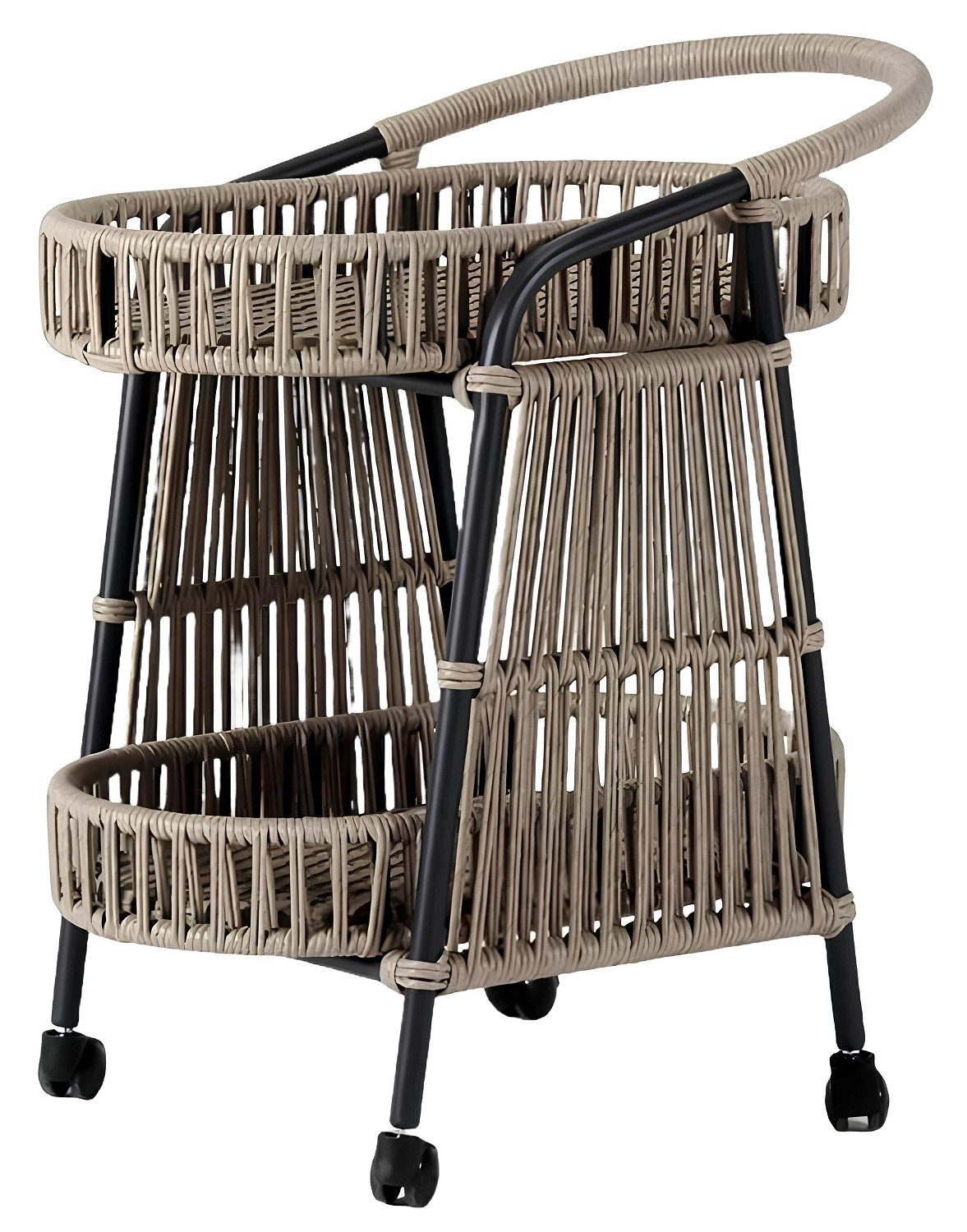 Xlmoebel Servierwagen Küchenwagen aus Rattan Servierwagen Küchenmöbel Rollender Tisch, (Küchenwagen), Hergestellt in Europa