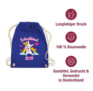 Shirtracer Turnbeutel Schulkind 2024 dabbendes Einhorn Regenbogen, Schulanfang & Einschulung Geschenk Turnbeutel