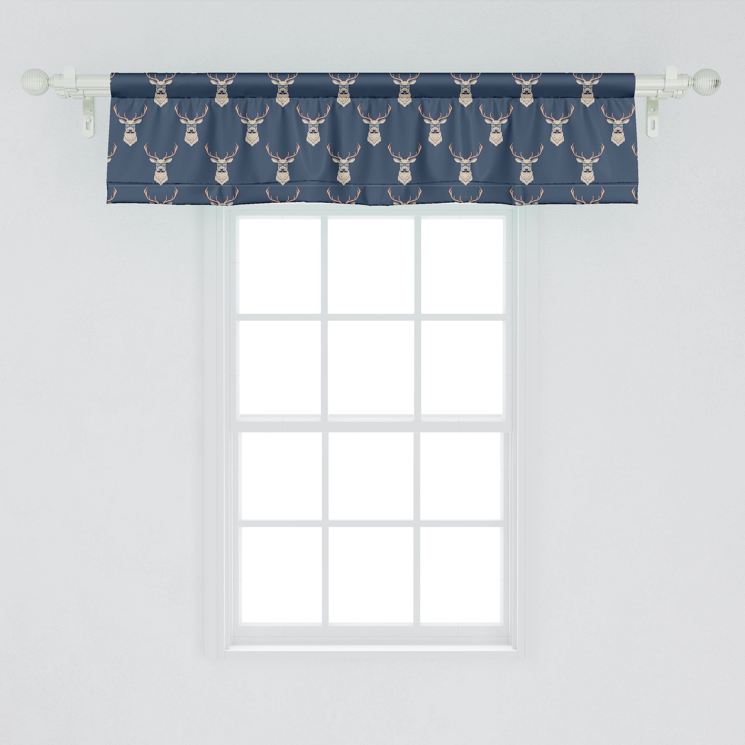 Microfaser, mit Küche Schlafzimmer Hirsch Abakuhaus, Scheibengardine Vorhang für Retro Stangentasche, Tiere Volant Hipster Dekor