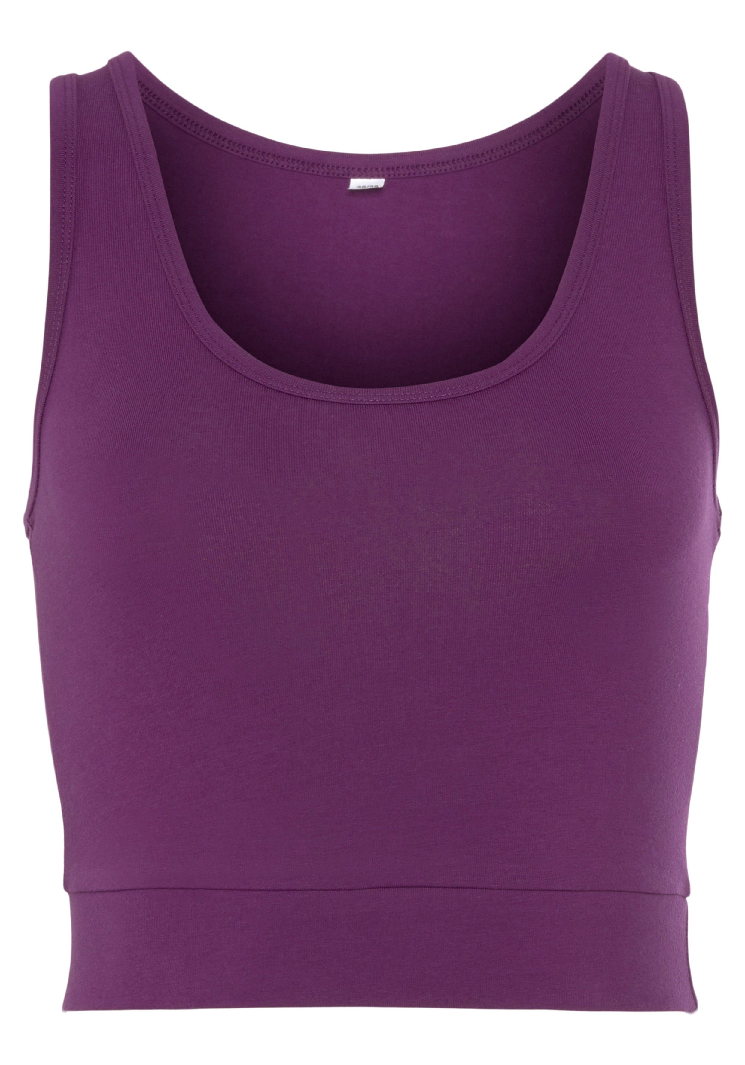 LASCANA ACTIVE Sporttop -Basic-Crop-Top mit lila breiten Trägern