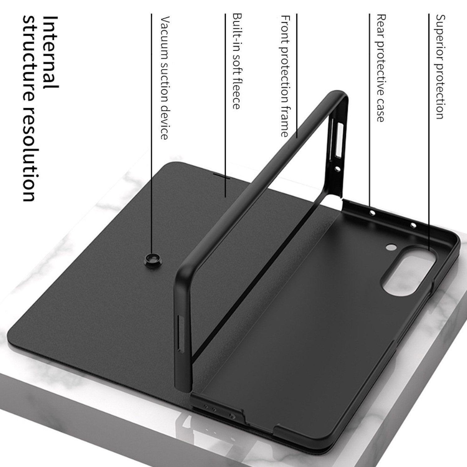 Wigento Handyhülle Für Samsung Galaxy Z Fold5 5G Schutzhülle Kunstleder + Kartenhalter