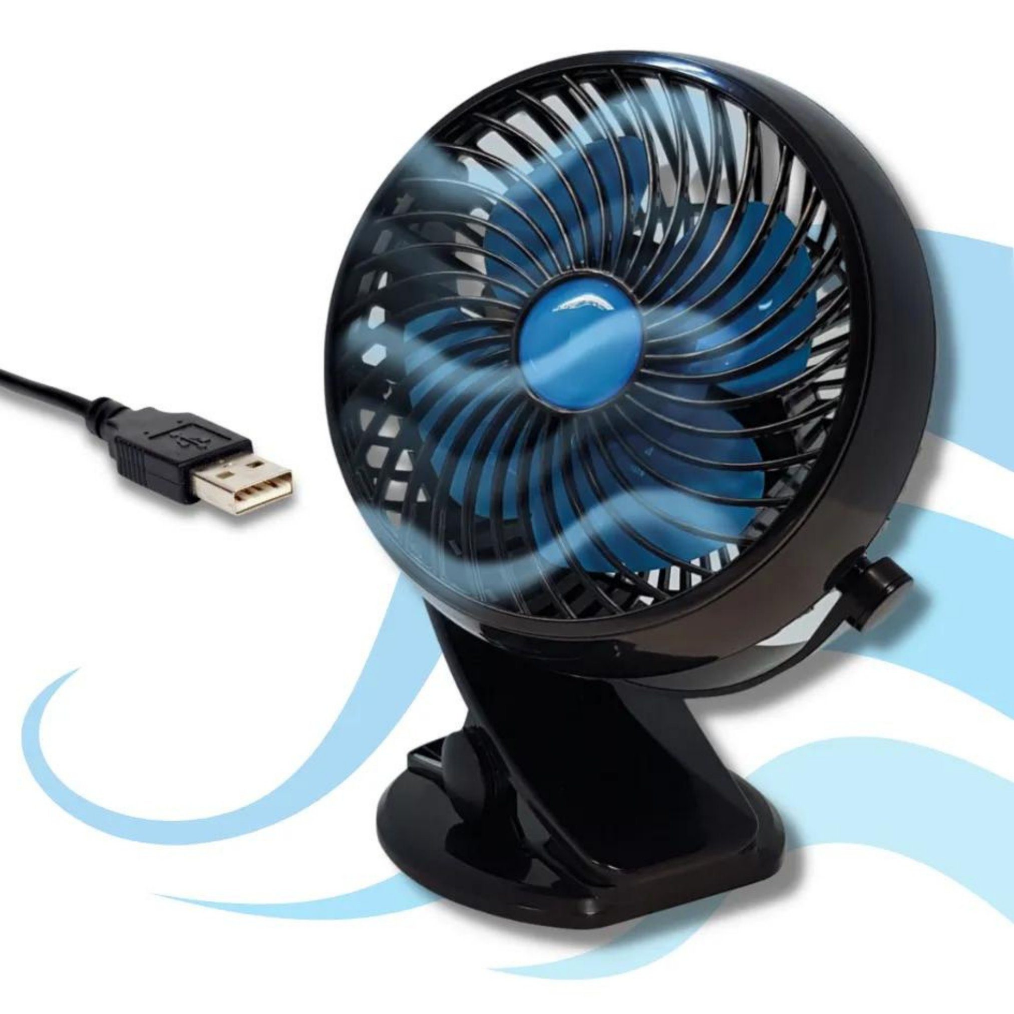 Starlyf Tischventilator Fast Fan, 18,00 cm Durchmesser, Ventilator kabellos, Akku, Befestigungsclip, USB, 1er oder 2er Pack