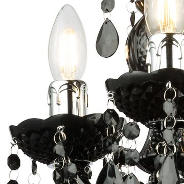 etc-shop Kronleuchter, Leuchtmittel nicht inklusive, Kronleuchter mit Kristallen schwarz