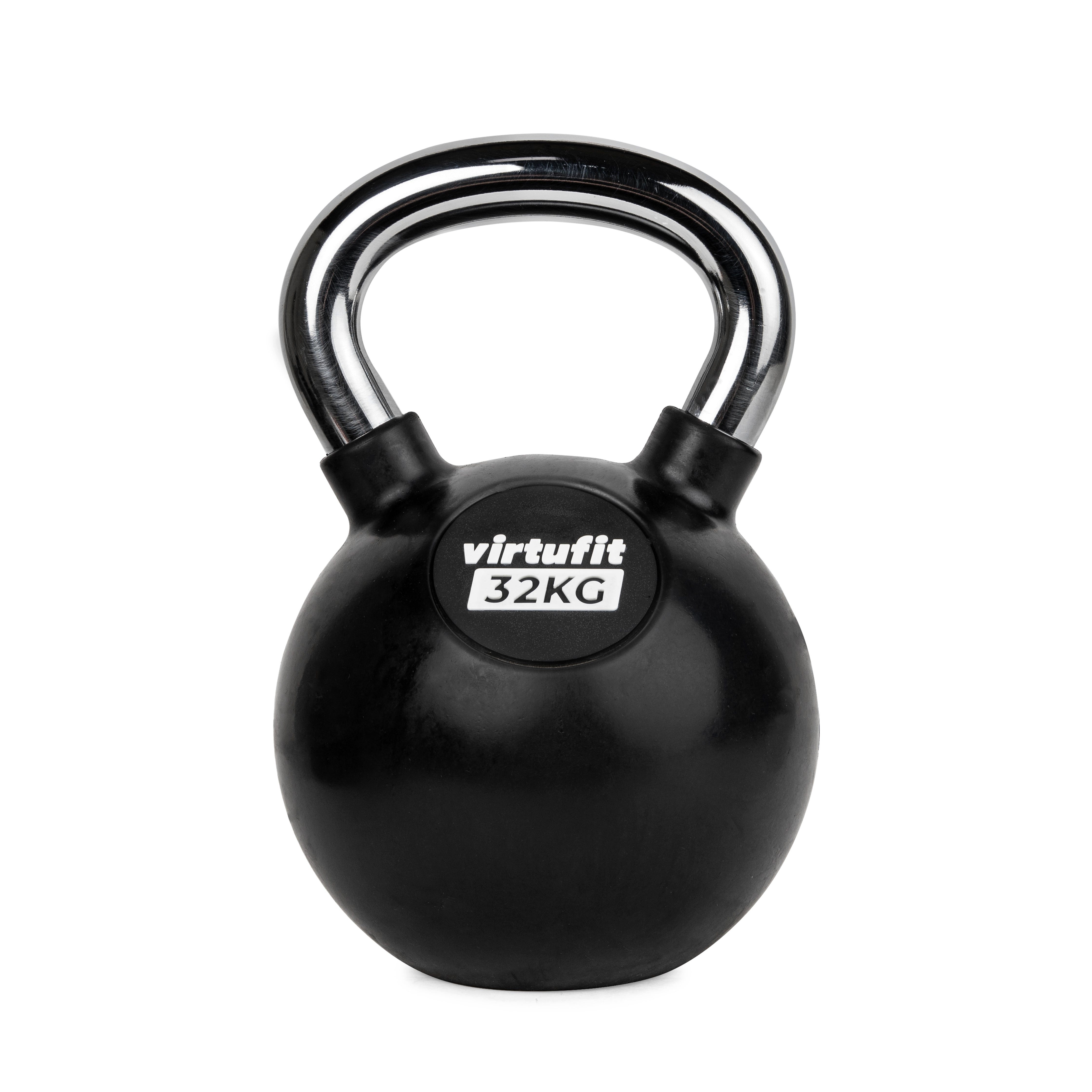 VirtuFit Kettlebell VirtuFit Kettlebell Pro 32 kg aus Gusseisen mit Gummi, Chromgriff