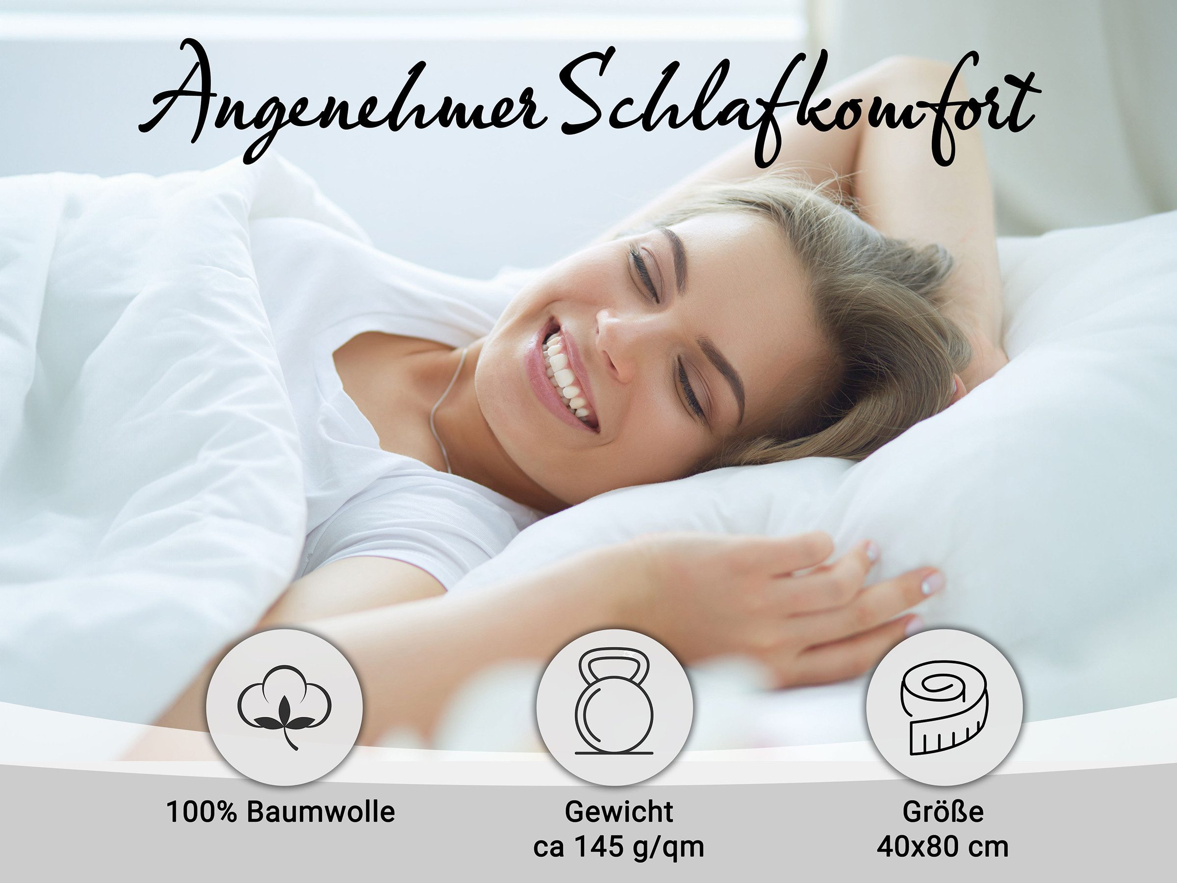 ZOLLNER Kissenbezug, (2 Stück), 40 x 80 cm, 100% Baumwolle, vom Hotelwäschespezalisten