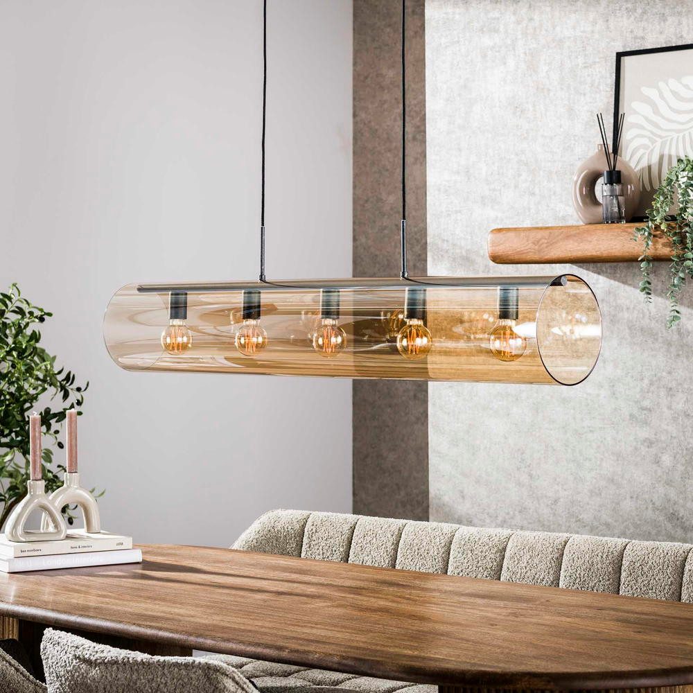 famlights Pendelleuchte Pendelleuchte Aileen in Gold-transparent und Schwarz E27