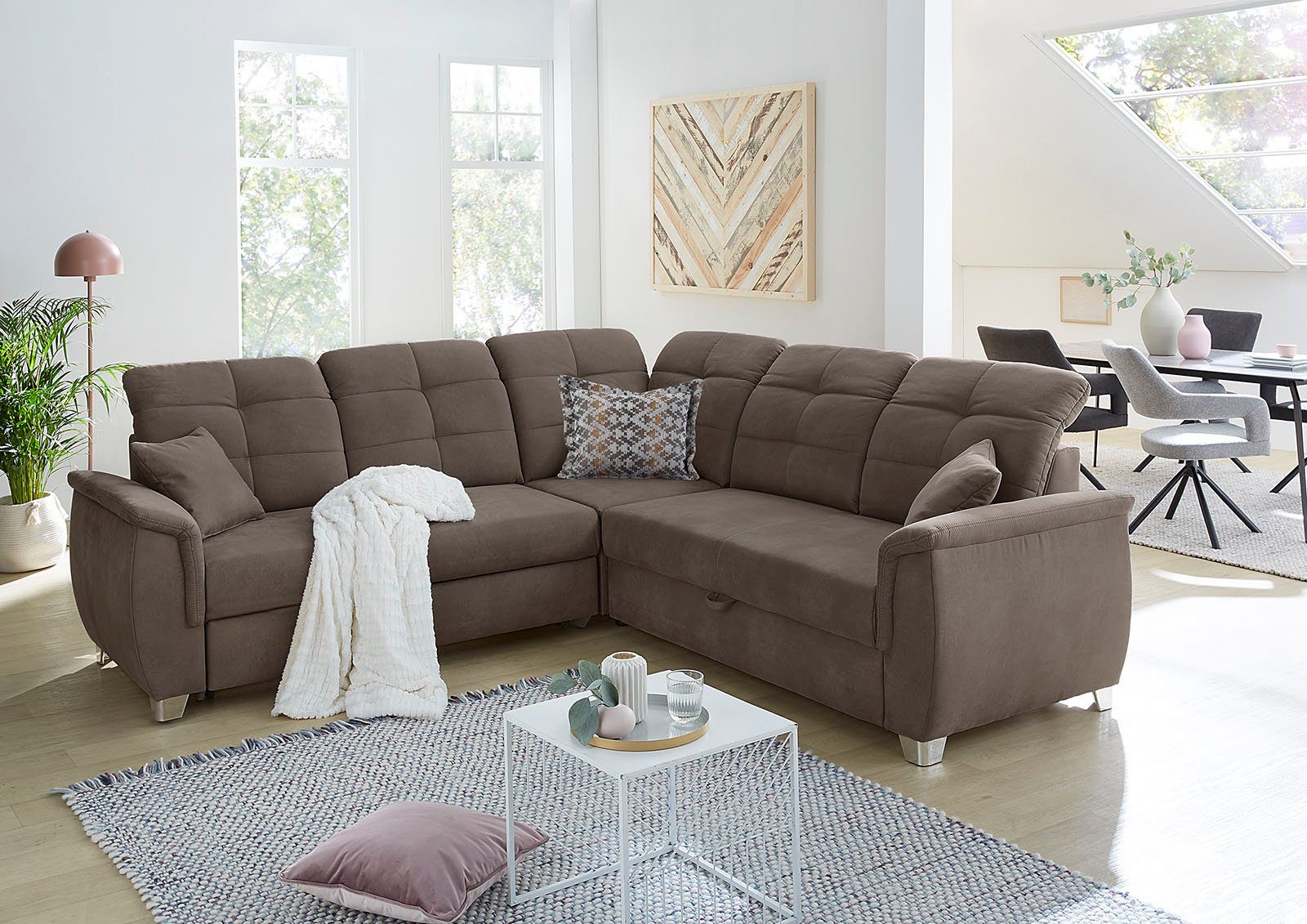 Gästebett- Relaxfunktion Kopfteilen, | 6 Gruppe dunkelbraun dunkelbraun Udine, verstellbaren Ecksofa individuell, und Jockenhöfer