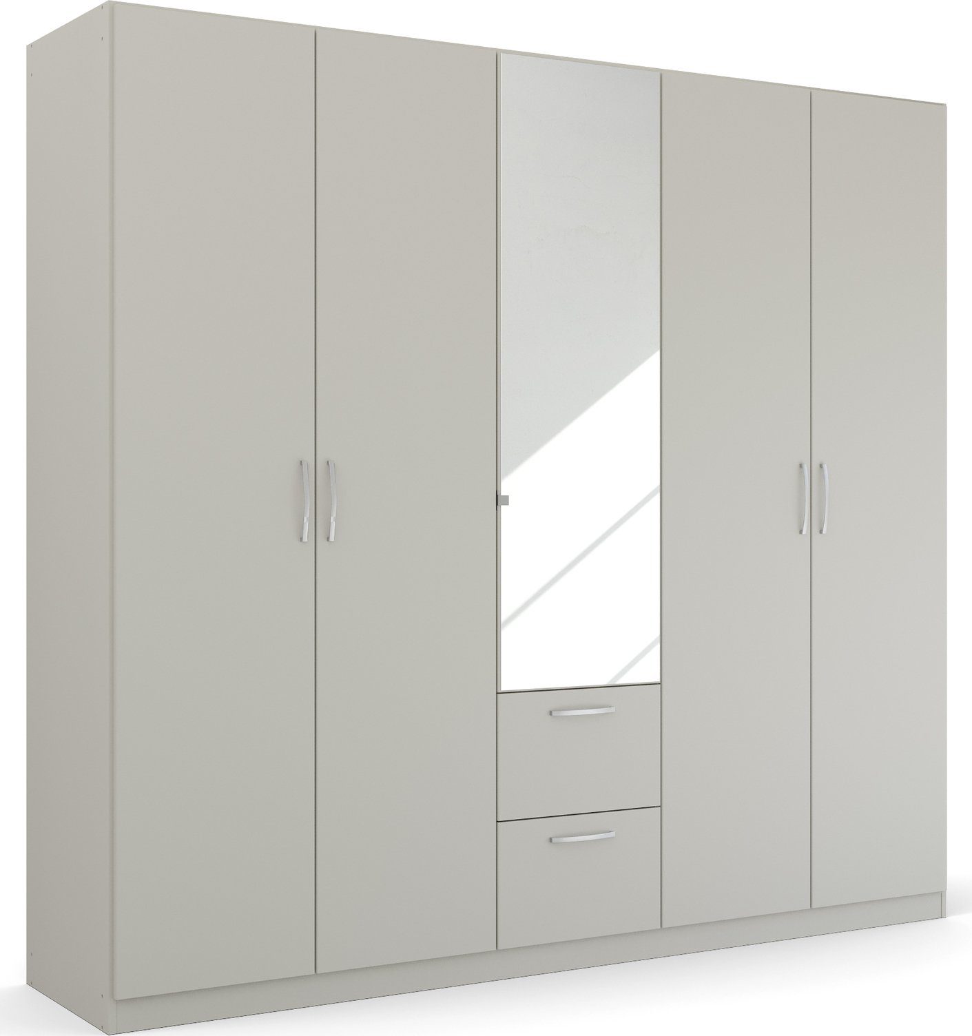 rauch Drehtürenschrank Kleiderschrank Schrank Garderobe Ankleide PURE BY QUADRA SPIN (Breiten: 181/226/271 cm, Höhe 210 cm) mit Spiegel, in puristischem Design, Griffe alufarben MADE IN GERMANY
