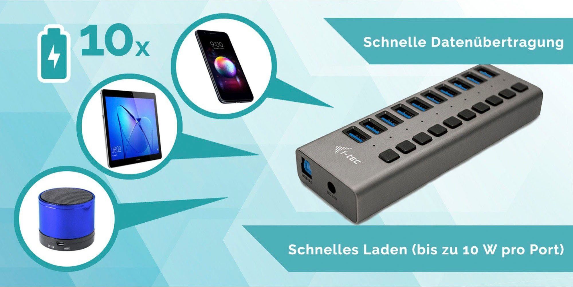 I-TEC USB 3.0 Charging HUB 10 port + Power Adapter 48 W USB-Ladegerät – Bild 3 von 4
