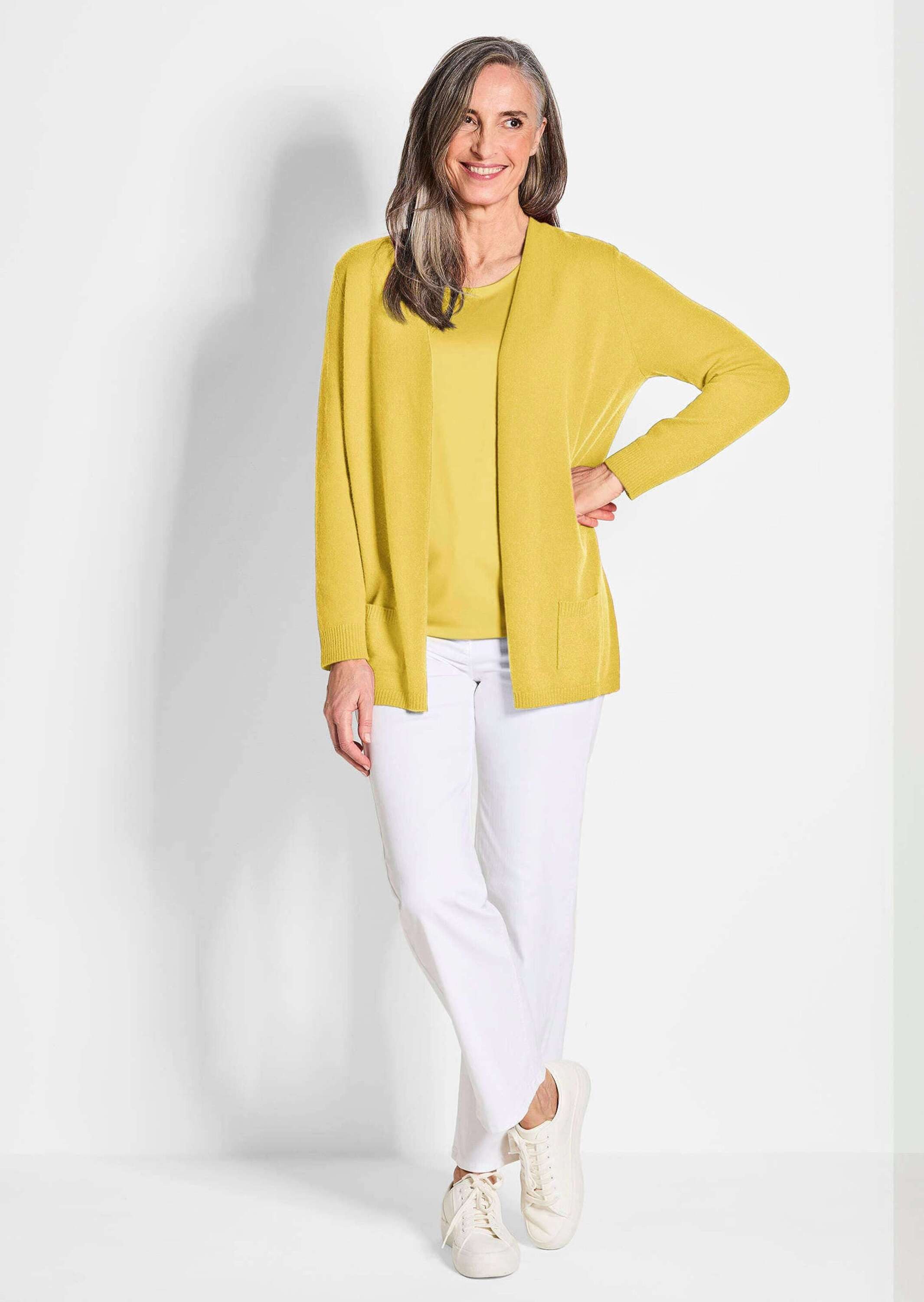 GOLDNER Strickjacke Langarm Feinstrick-Cardigan Damen Strickjacke aus reinem Kaschmir ohne Verschluss – Bild 2 von 5