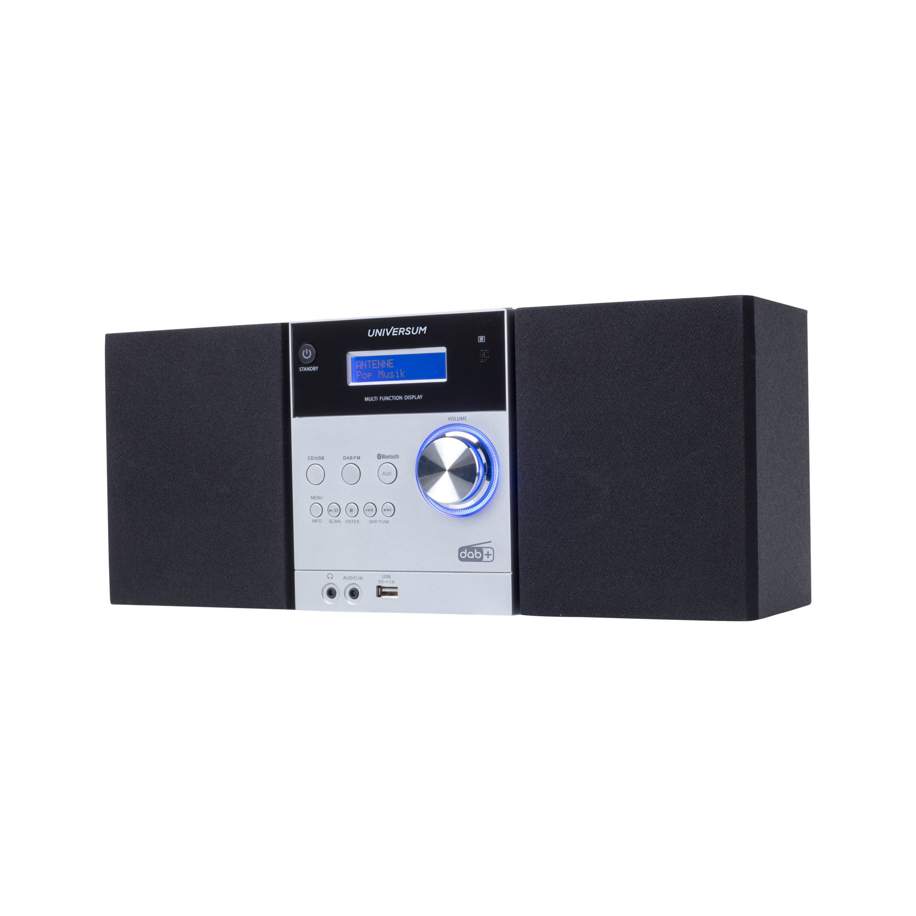Universum MS 300 silver Kompaktanlage (CD, DAB+, UKW Radio, Bluetooth, AUX In und USB)