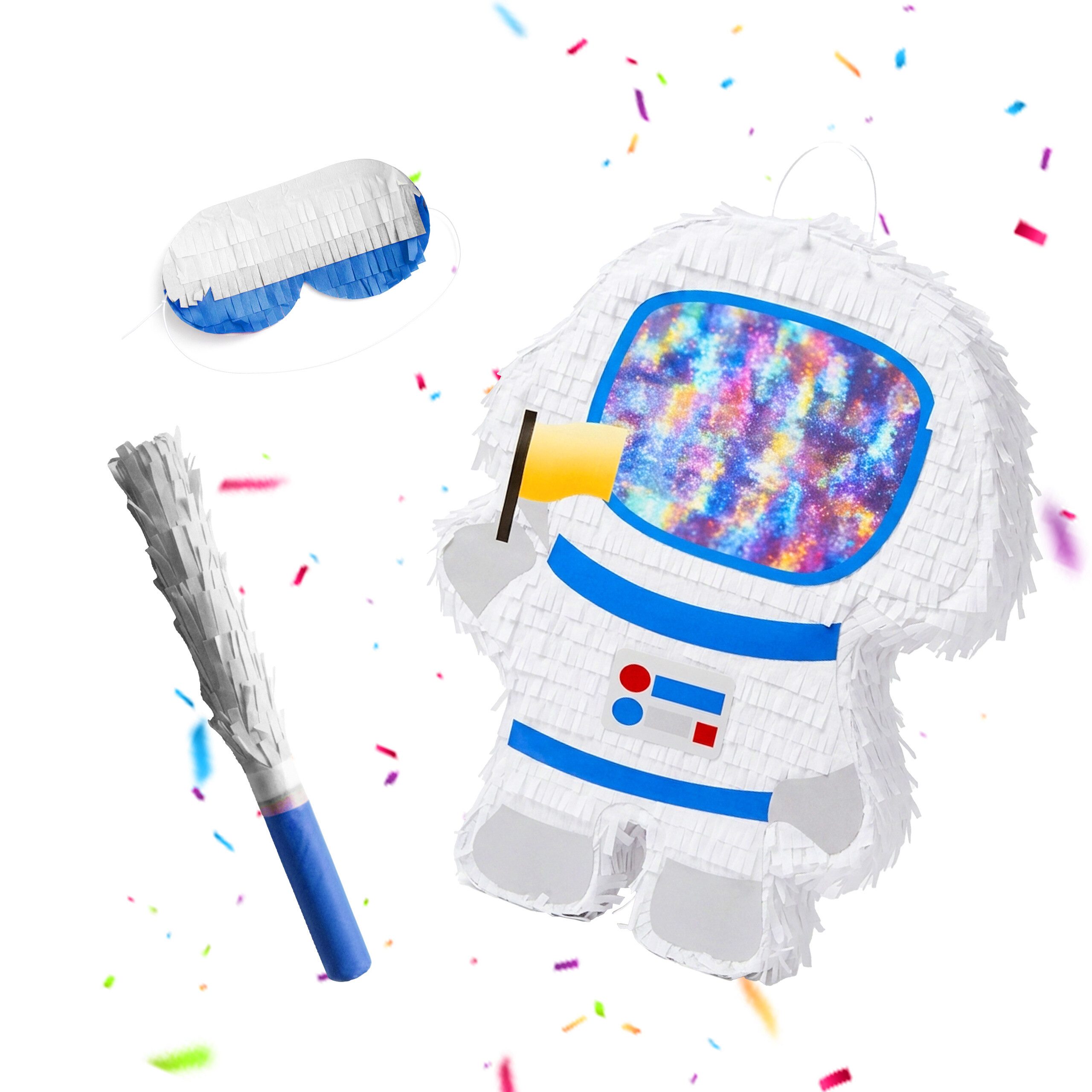 relaxdays Pinata Set Astronaut mit Stab und Maske, Astronaut