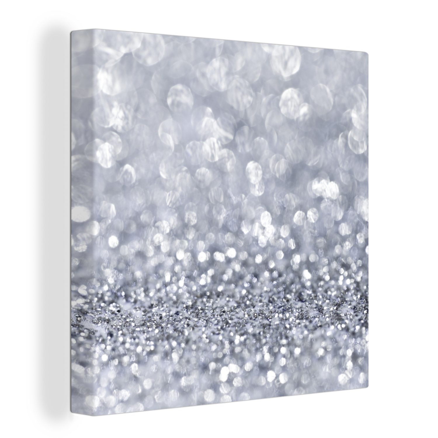 OneMillionCanvasses® Leinwandbild Silber glitzert, (1 St), Leinwand Bilder für Wohnzimmer Schlafzimmer