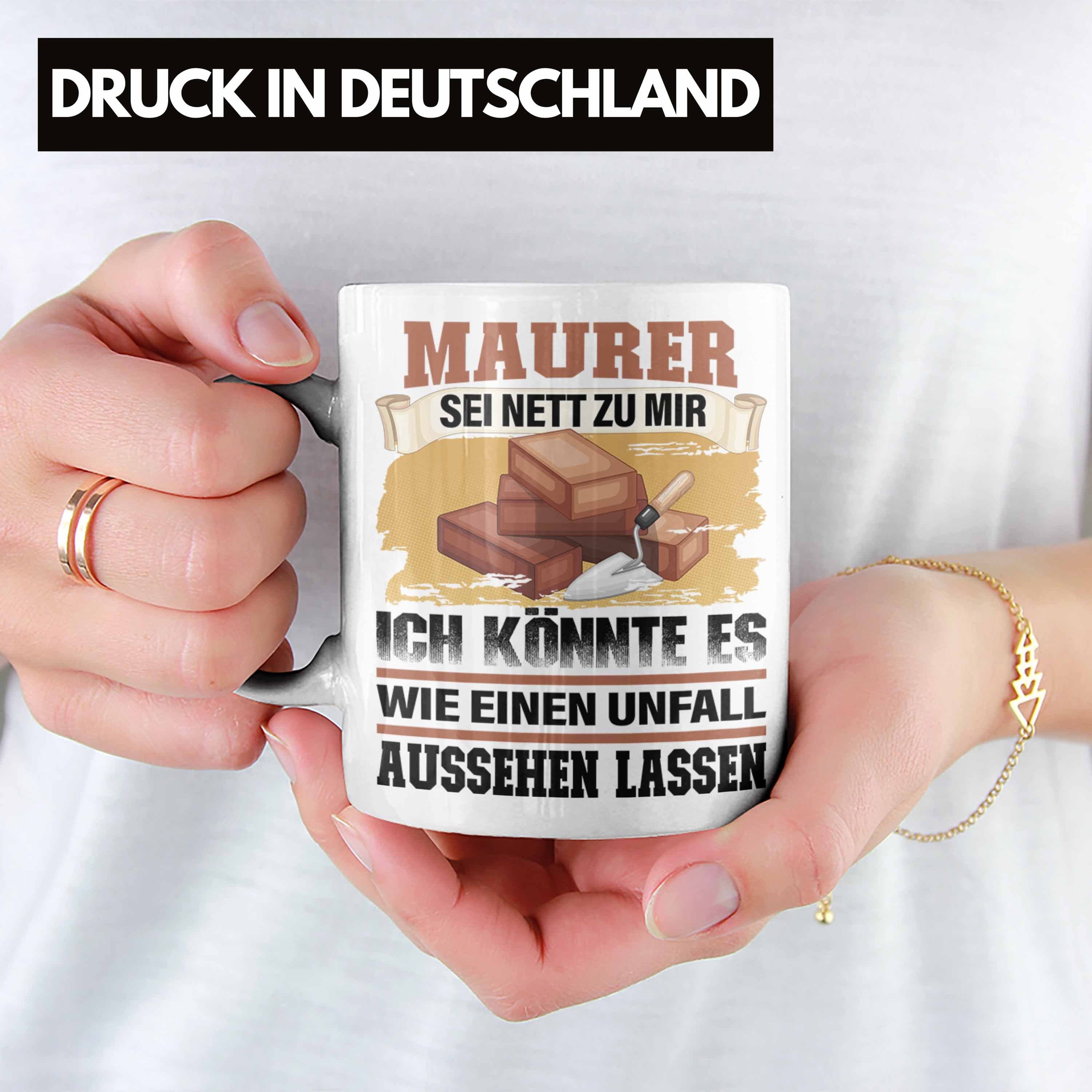 Weiss Tasse Lustiger Geschenk - Maurer Trendation Maurer-Meister Spruch Gesc Trendation Tasse