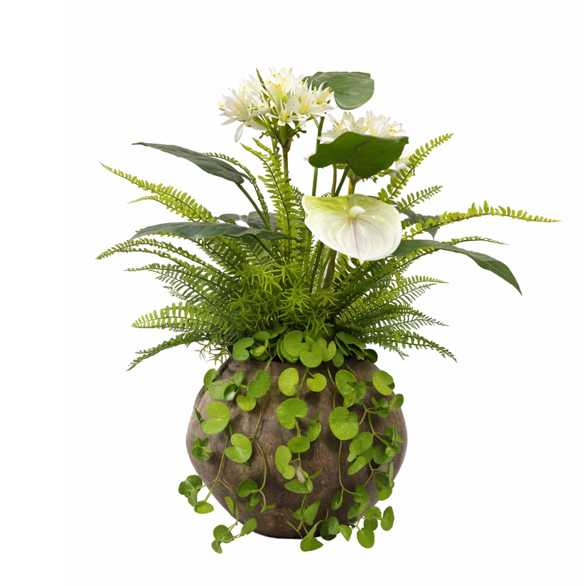 Kunstpflanze Blumengesteck künstlich weiß grün, UNUS HOME, Höhe 67 cm, Kunstblume, Kunstpflanze, Gesteck mit Vase