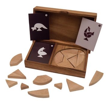 ROMBOL Denkspiele Spiel, Legespiel Varianten des Tangram für 2 Personen aus Holz, Holzspiel