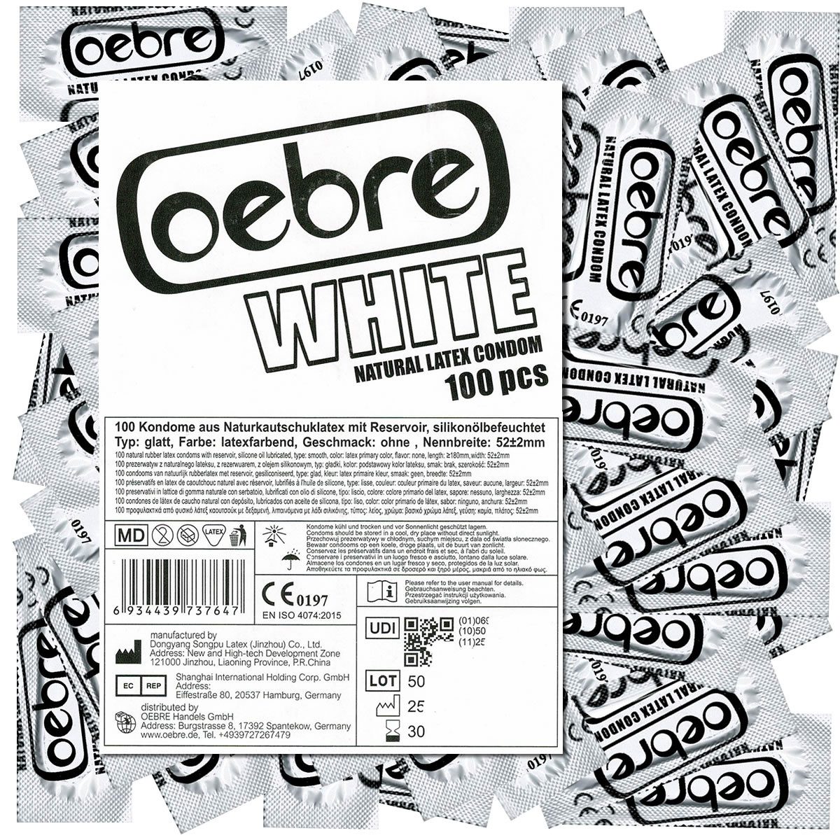 OEBRE Kondome White Beutel mit, 100 St., Club-Kondome, dünne Kondome zum Dauer-Superpreis