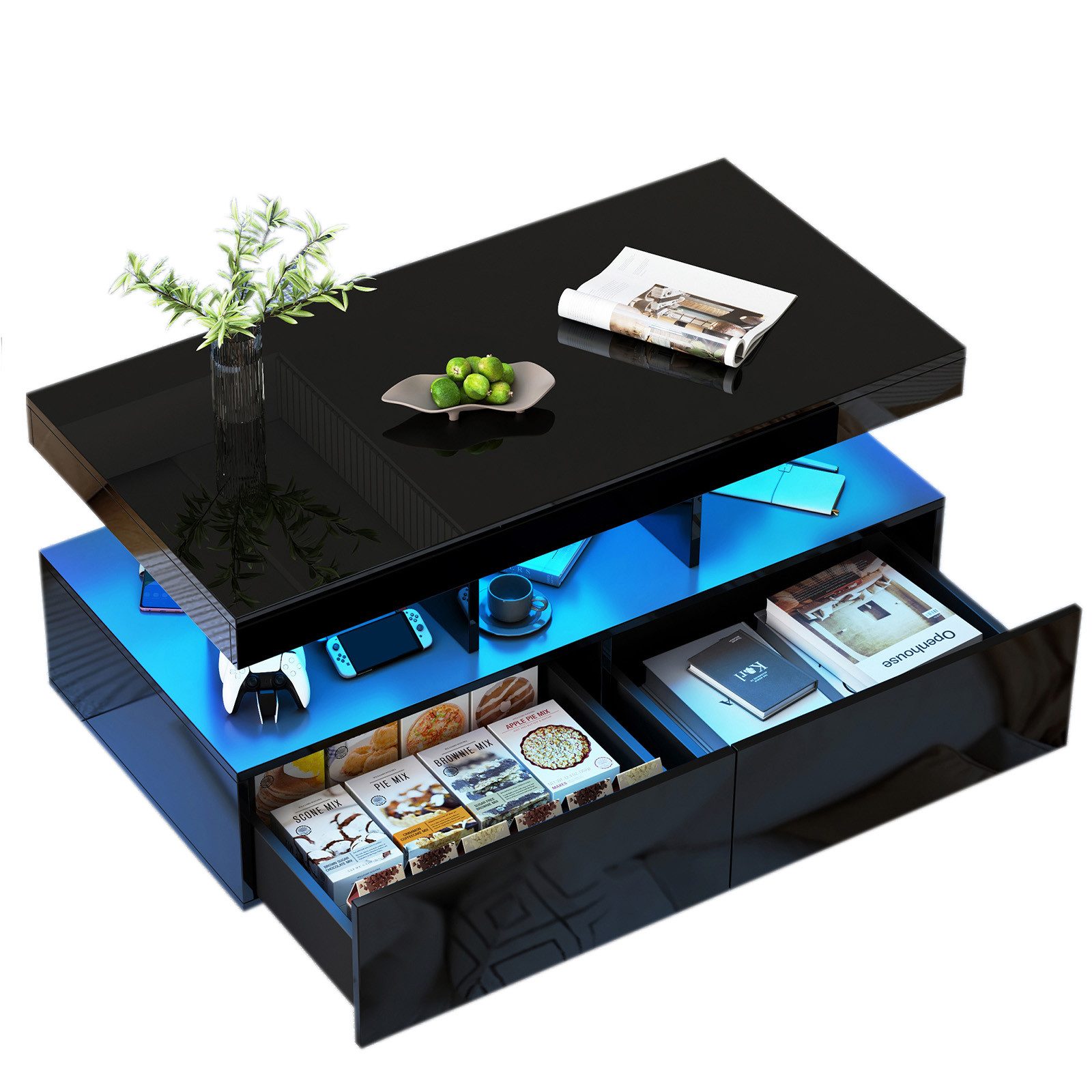 FUROKOY Couchtisch Modern Wohnzimmertisch Hochglanz mit günstig online kaufen