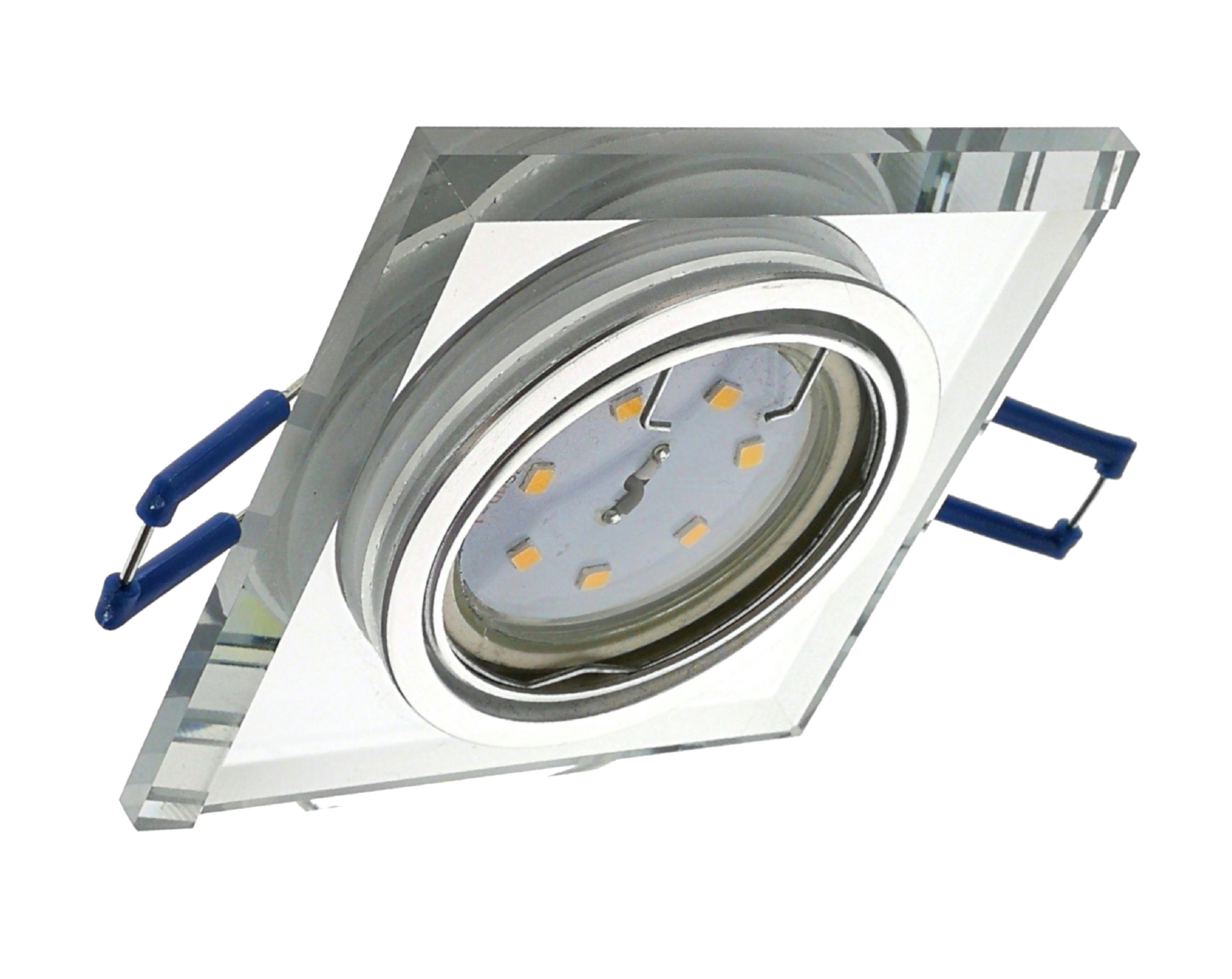 TRANGO LED Einbaustrahler, 6er Set *CRYSTAL* 6729S-06MO Deckenstrahler aus handgeschliffenem Glas inkl. 6x Ultra Flach 5 Watt LED Modul 3000K warmweiß, Einbauspots, Deckenleuchte, Deckenspots, Badleuchte, Deckenlampe