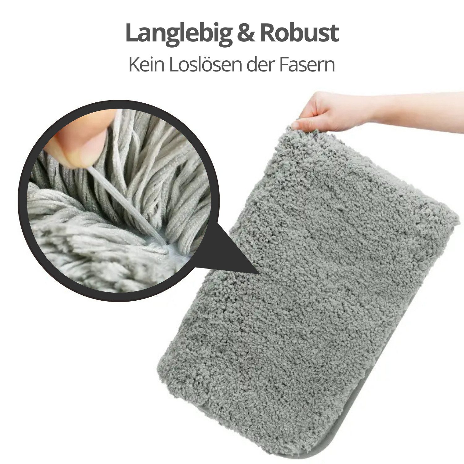 Frentree Badematte Praktisches Doppel-Set: 2 flauschige Badematten (60x40cm), Grau, Microfaser, schlichtes Design, weiches Material – Bild 4 von 5