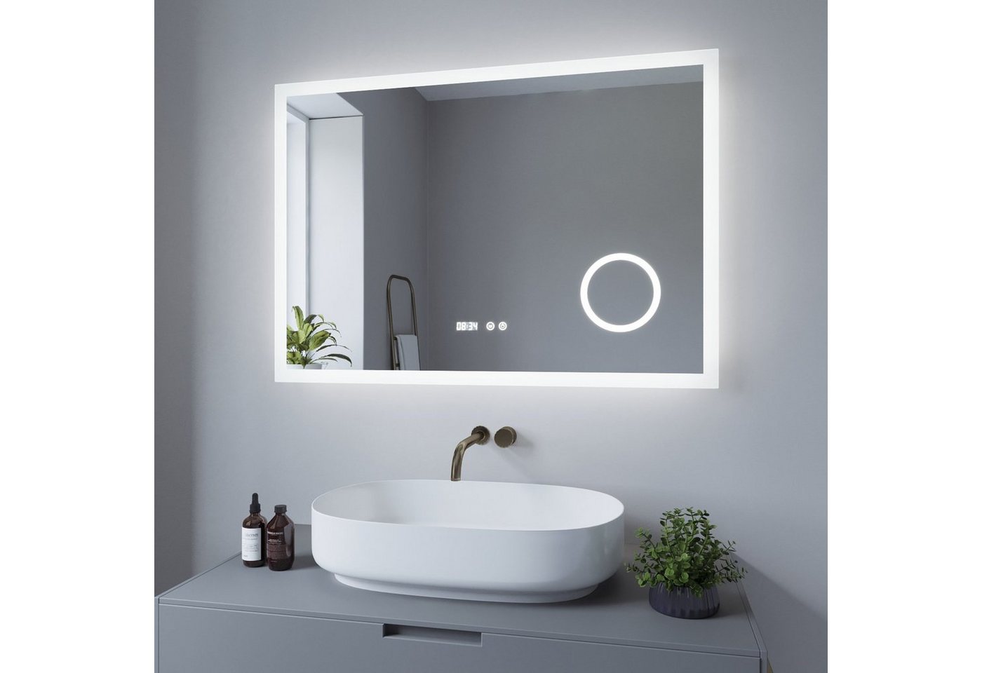 Thumbnail - AQUABATOS Badspiegel LED Bad Spiegel mit Beleuchtung Badezimmerspiegel mit Licht (Lichtspiegel 120x60cm 100x70cm Led Spi...