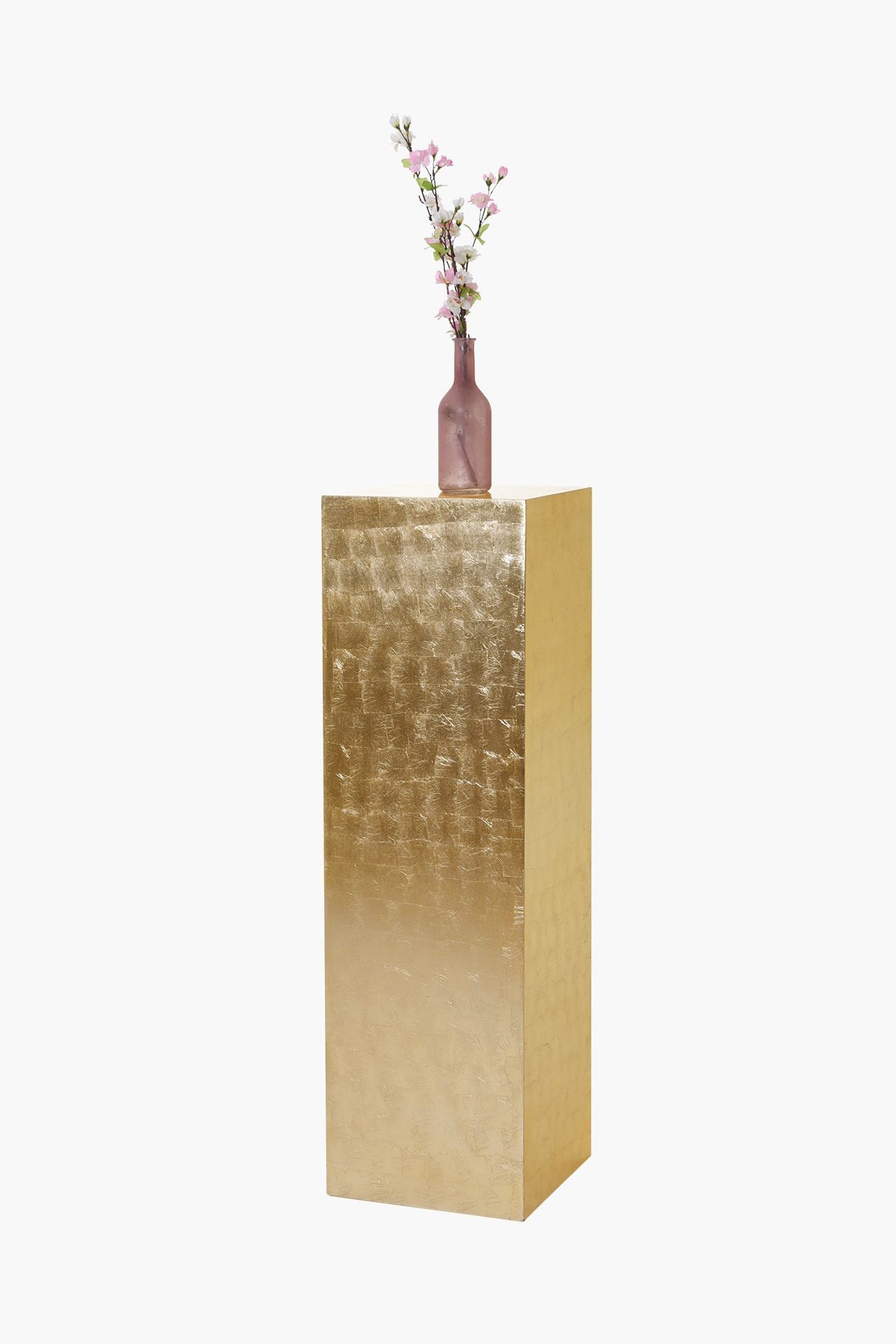 VIVANNO Blumenständer Fiberglas PODEST Säule - Blattgold Blattoptik Hochglanz (1 St), 30x30x100 cm