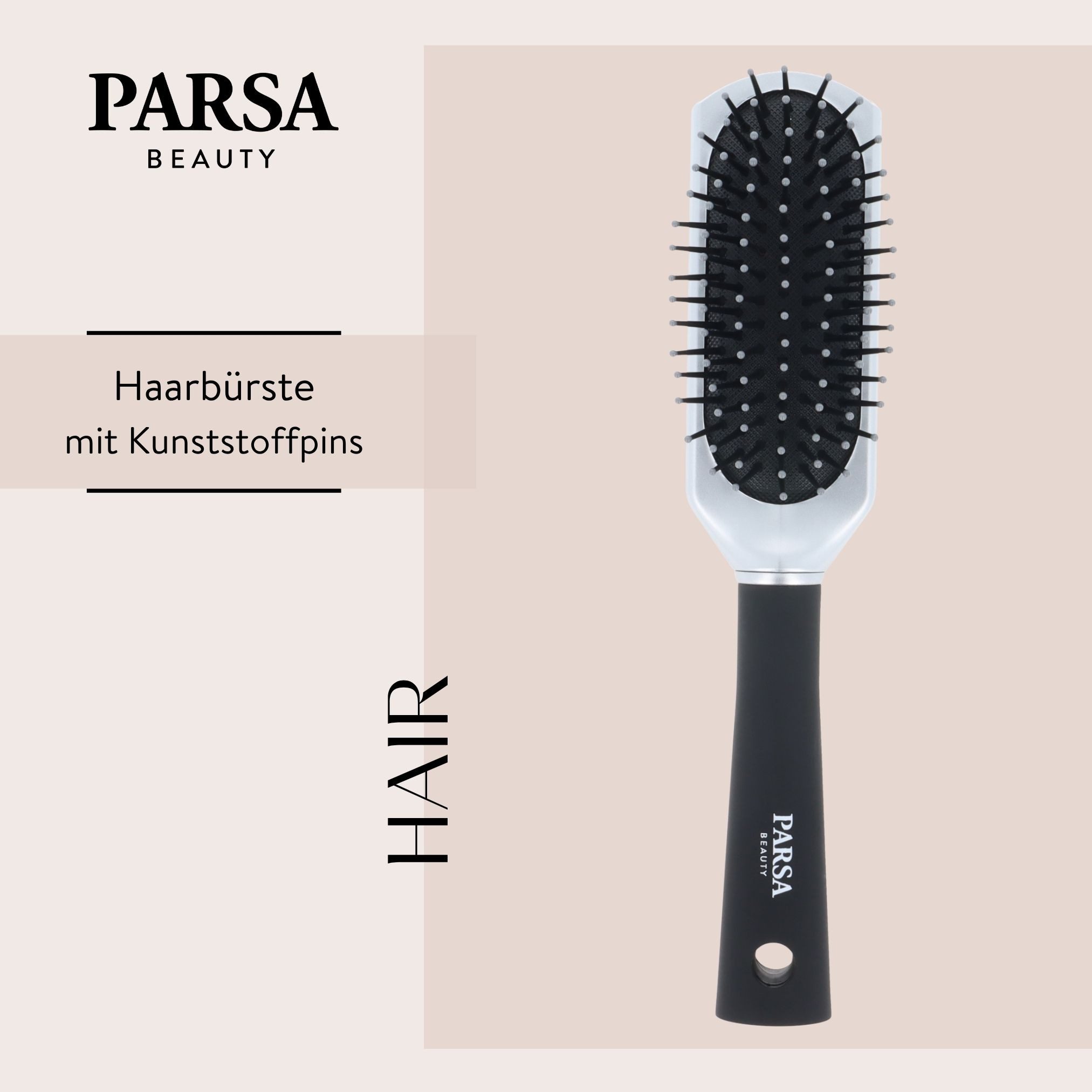PARSA Beauty Haarbürste Essential Stylingbürste Silber, Schonendes Entwirren & Styling