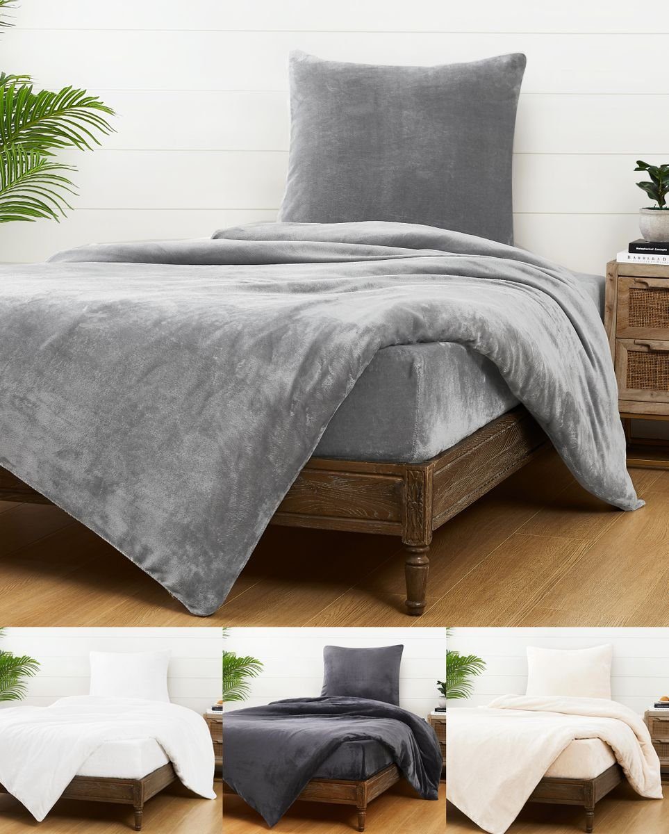 JACK Bettwäsche JACK Teddy Flausch 135x200cm Weiß Grau Anthrazit Blau, Micr günstig online kaufen