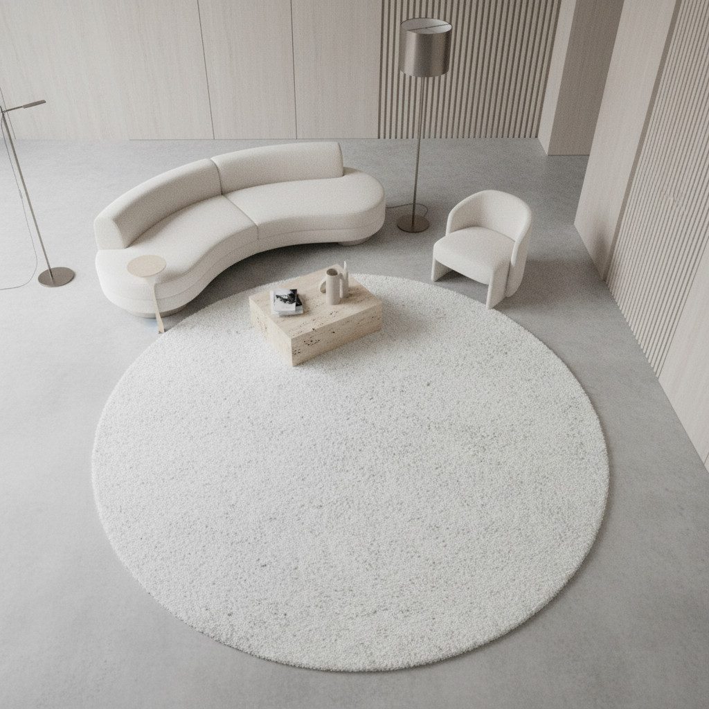 KADIMA DESIGN Teppich SPREE Shaggy Langflor Wohnzimmer Schlafzimmer Waschbar Flauschig, Rund, Höhe: 32 mm, Weiß, 80x80 cm, Wohnzimmerteppich Strapazierfähig Waschbar