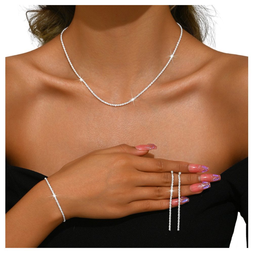 Zaewry Schmuckset Damenschmuck-Set, 3-teilig mit Ohrringen, Halskette und Armband