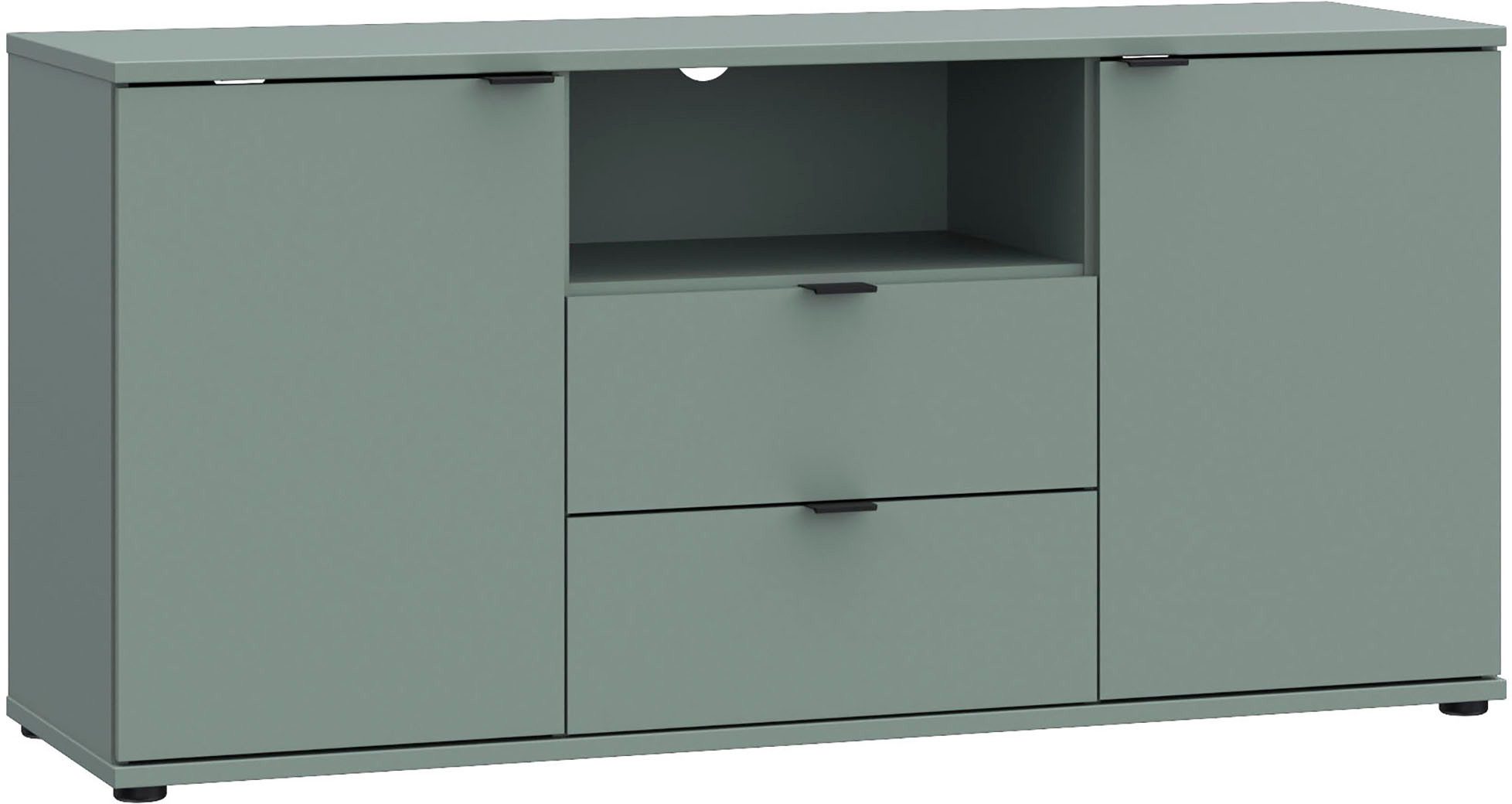 FORTE Lowboard Ganymede (Breite 129,8cm), TV Board, Stauraum, Schublade, Metallgriffe, Kabelführung