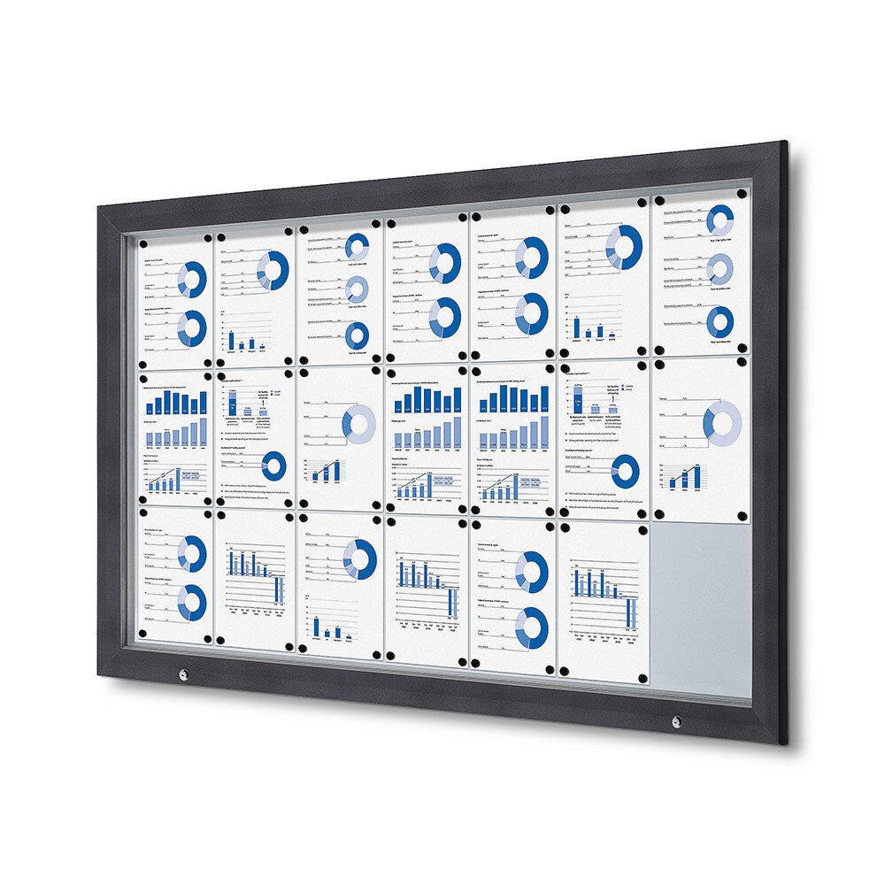 Hängevitrine Showdown Displays Schaukasten Premium für Außen - 21x DIN A4 - Grau