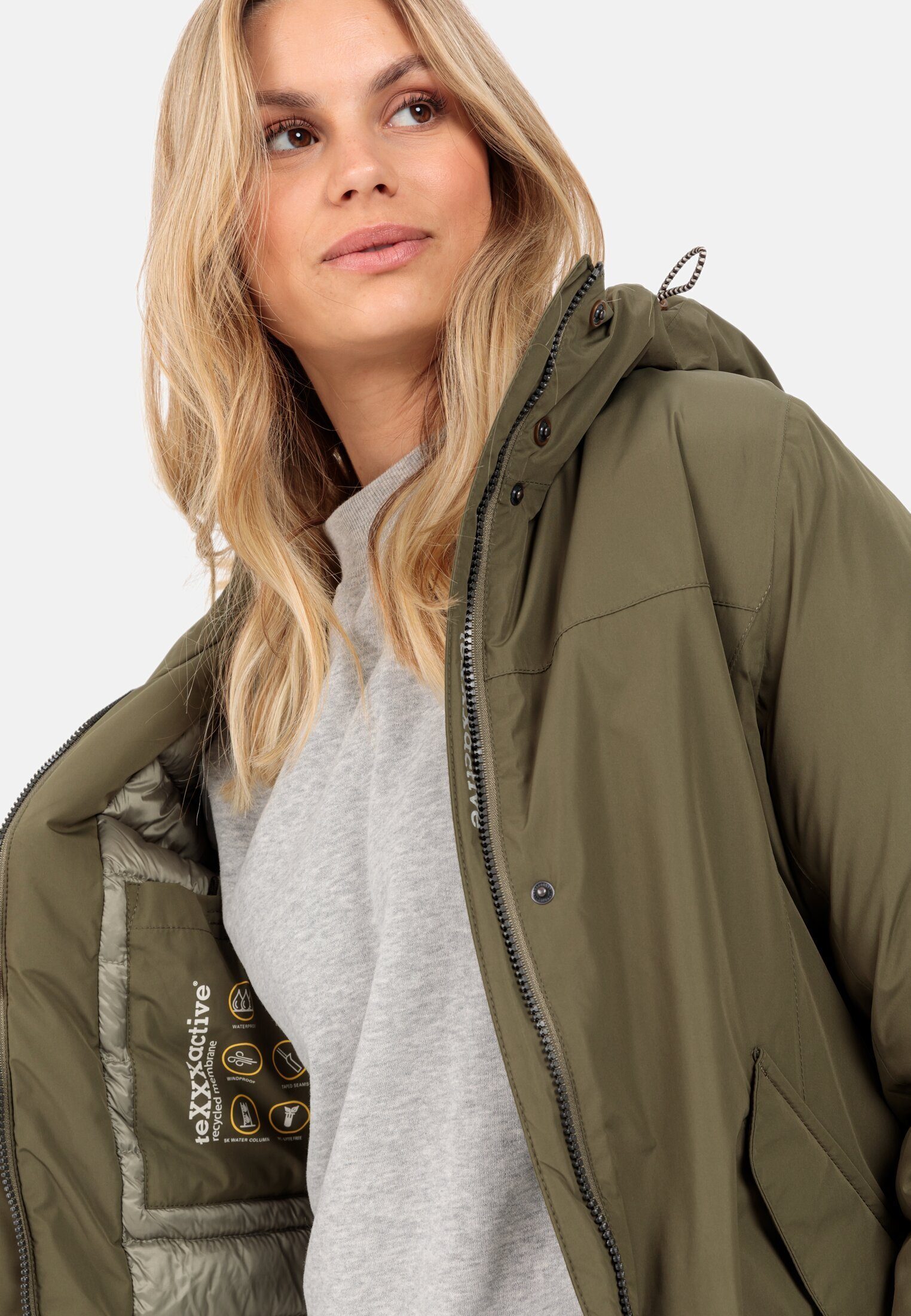 camel active Funktionsjacke aus recyceltem Polyester Langarm Kapuze Reflektierende Details