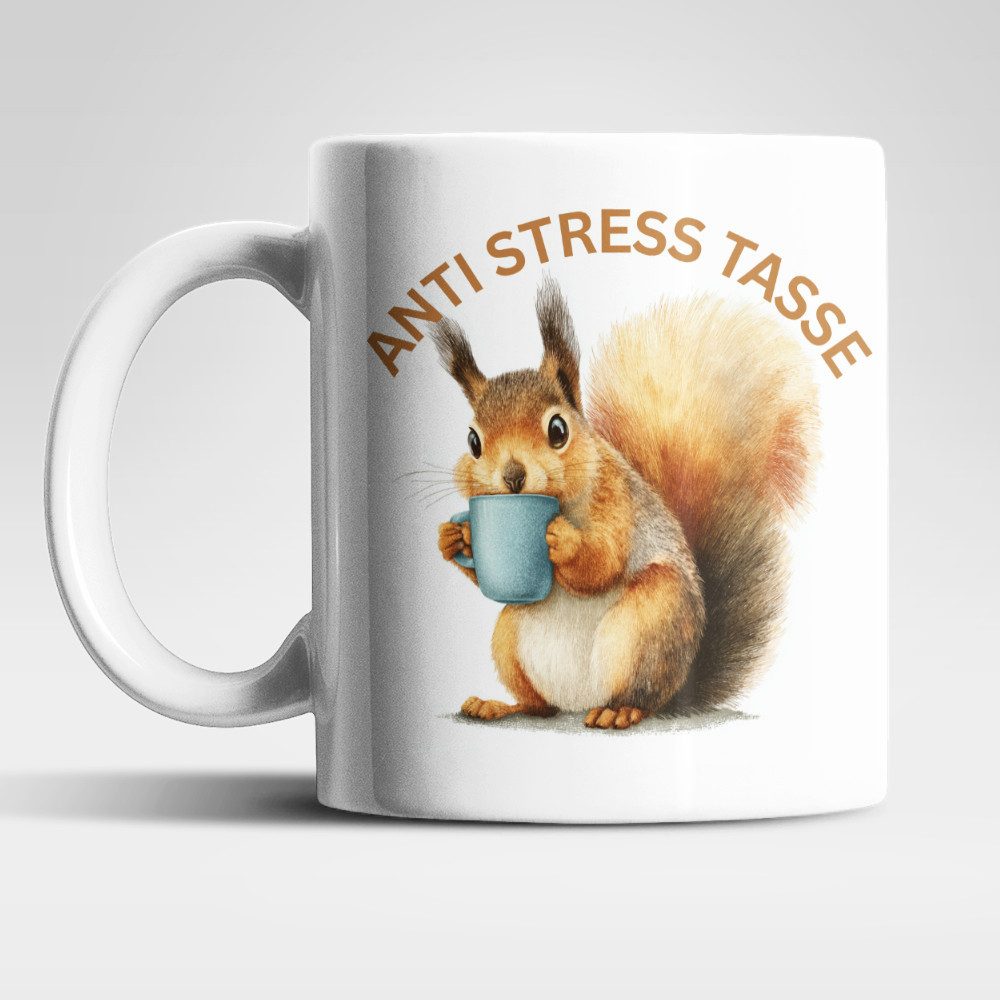 WS-Trend Tasse Anti Stress Eichhörnchen Kaffeetasse Teetasse Tasse Geschenkidee, Keramik