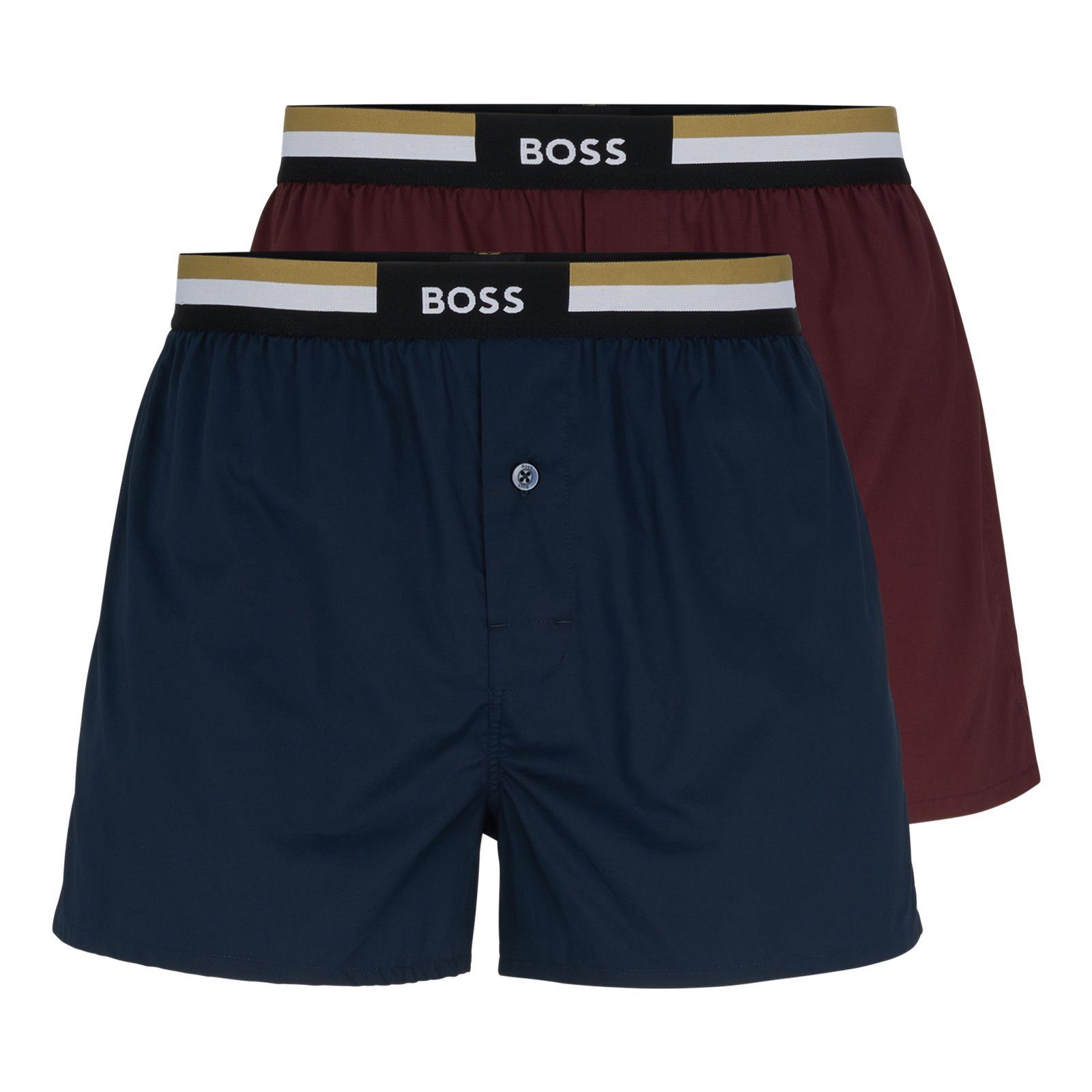 BOSS Webboxer Boxer Shorts EW (2-St., 2er Set) mit gestreiftem Webgummibund 505 navy / dark purple