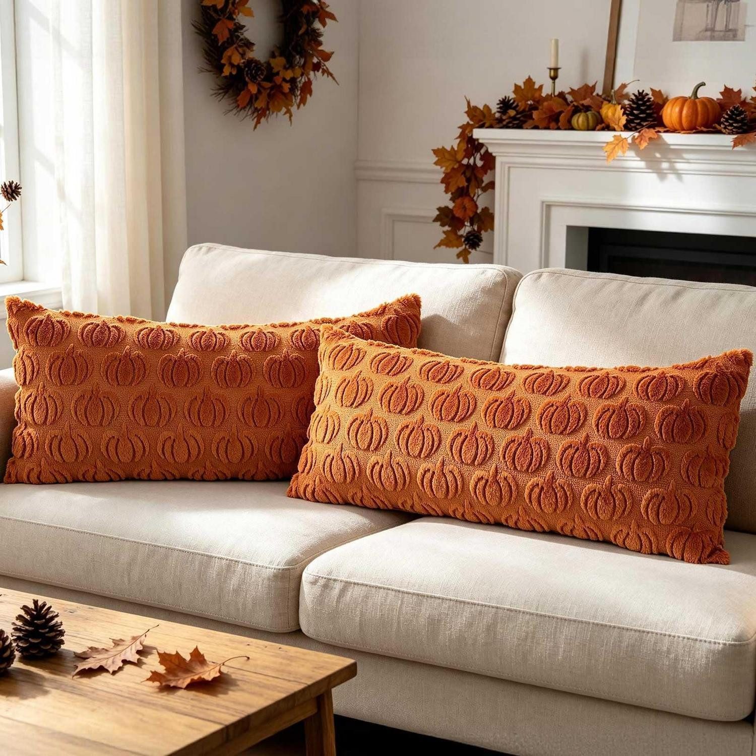 LuxusKollektion Kissenbezug Kissenbezug Herbst 40x80cm Rostrot 2Stk, (2 Stück)