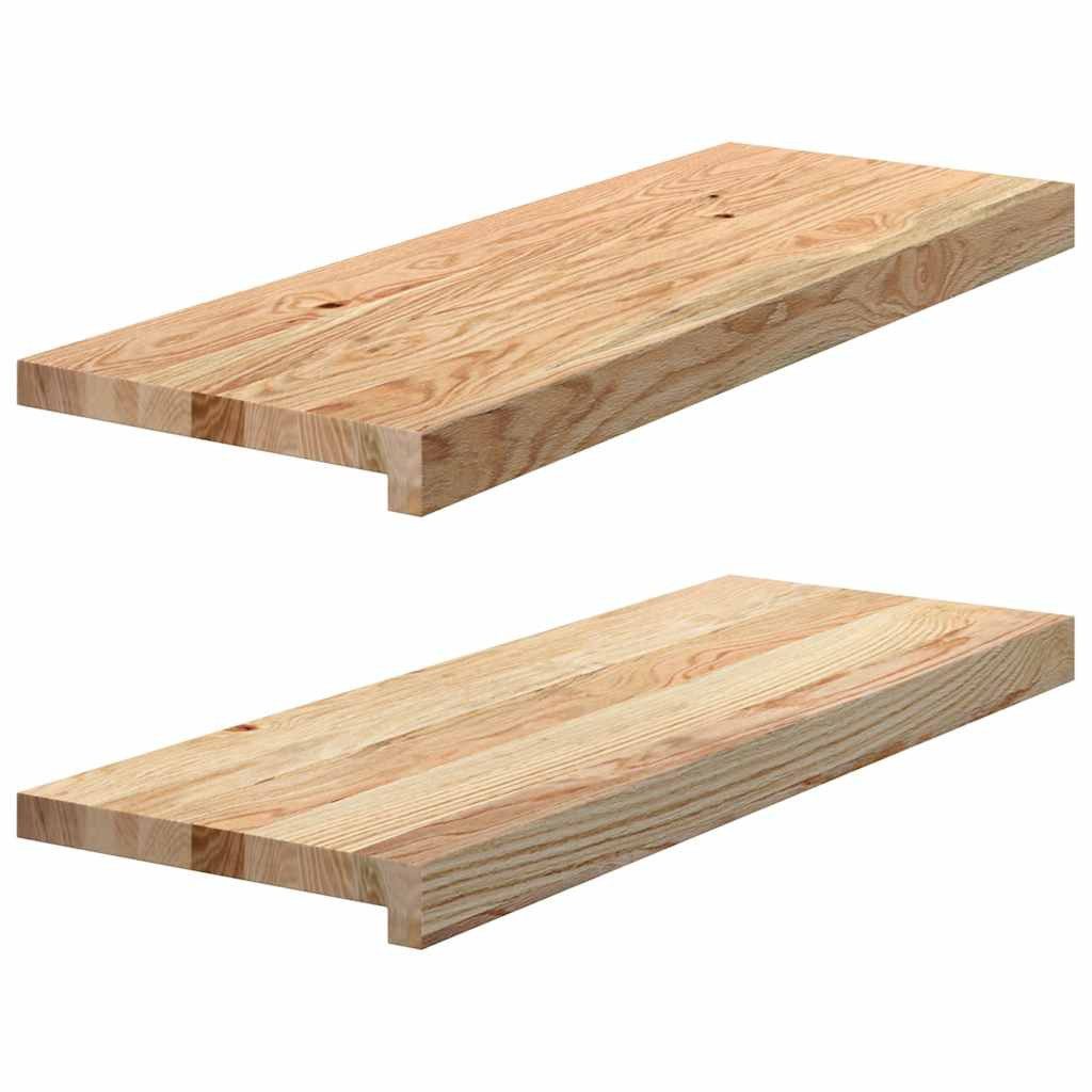 vidaXL Stufenmatte Treppenstufen 2 Stk. Unbehandelt 70x30x2 cm Massivholz Eiche, Rechteckig, Höhe: 2 mm