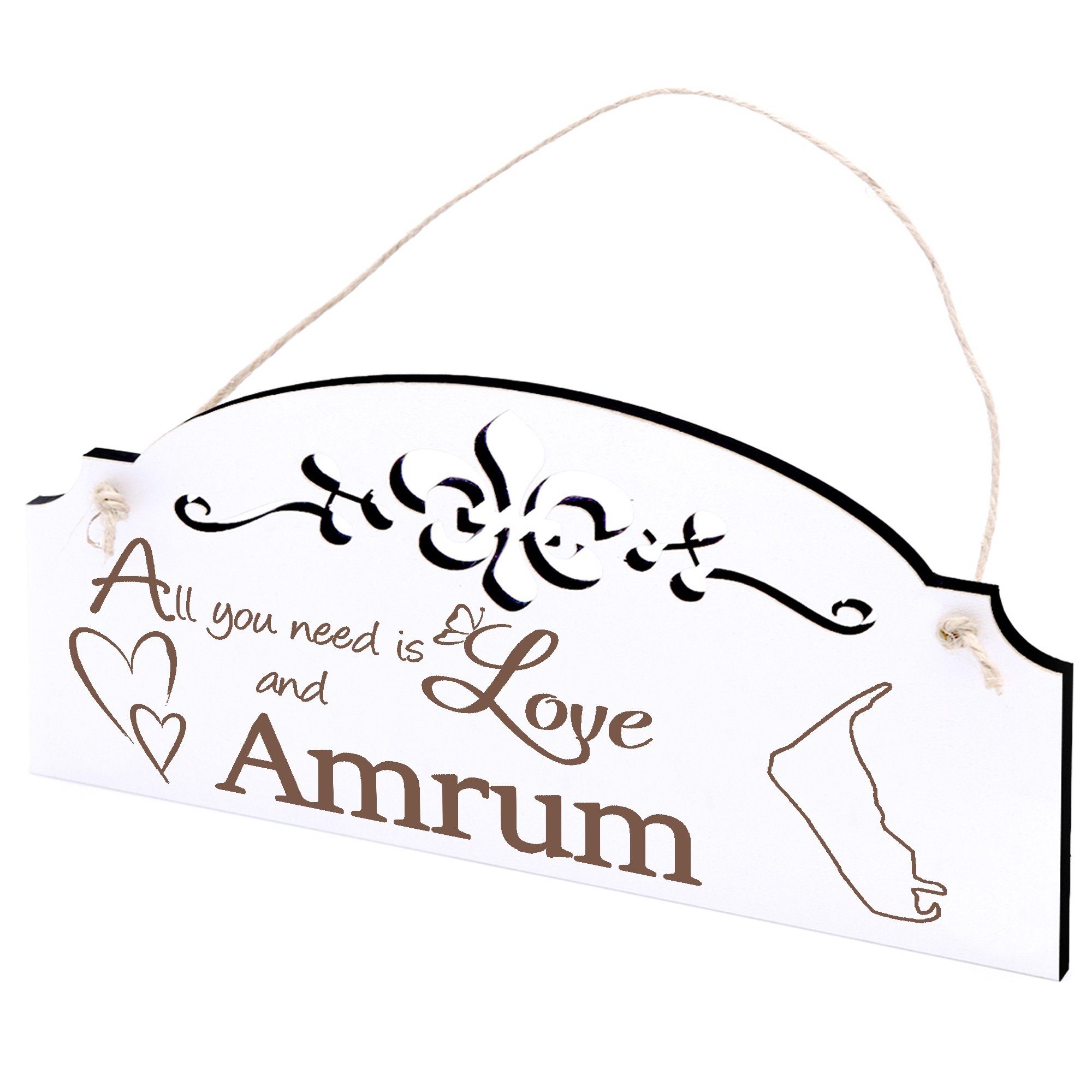 Dekolando Hängedekoration Insel Amrum Deko 20x10cm All you need is Love