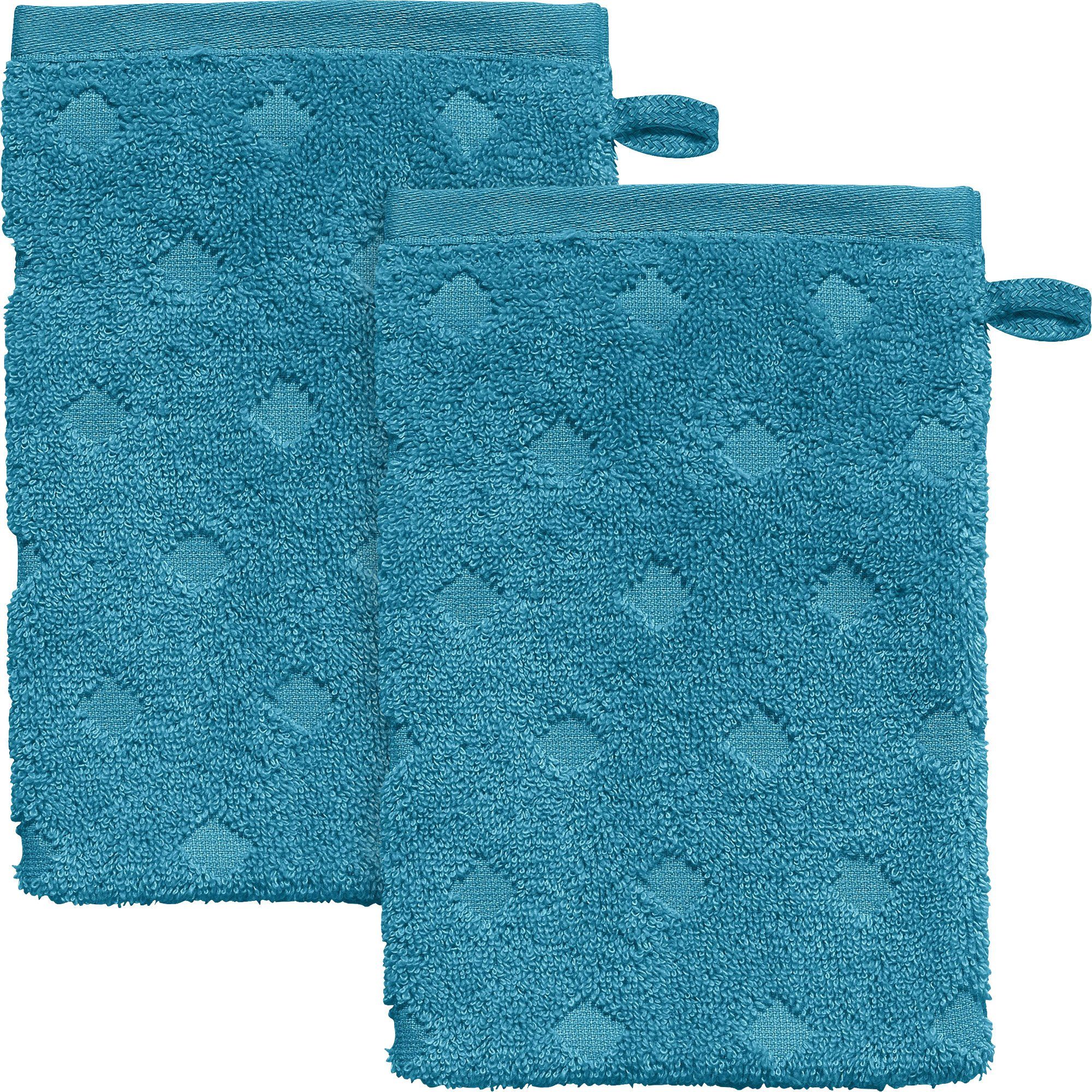 Erwin Müller Waschhandschuh Waschhandschuh "Baden-Baden" 2er-Pack, Frottier, Walk-Frottier Uni/Hoch- Tiefstruktur