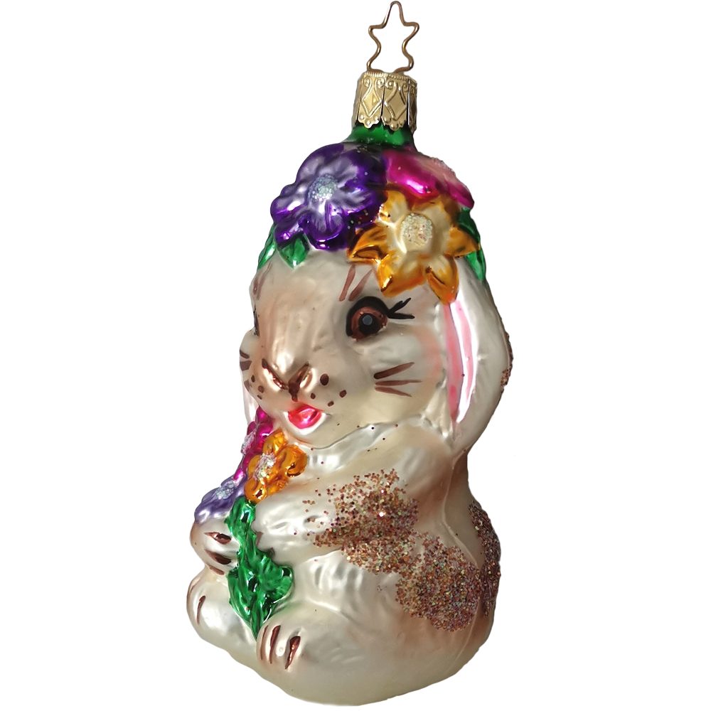 INGE-GLAS® Christbaumschmuck Osterhase Ostergruß (1-tlg), handbemalt 11,5cm mundgeblasen