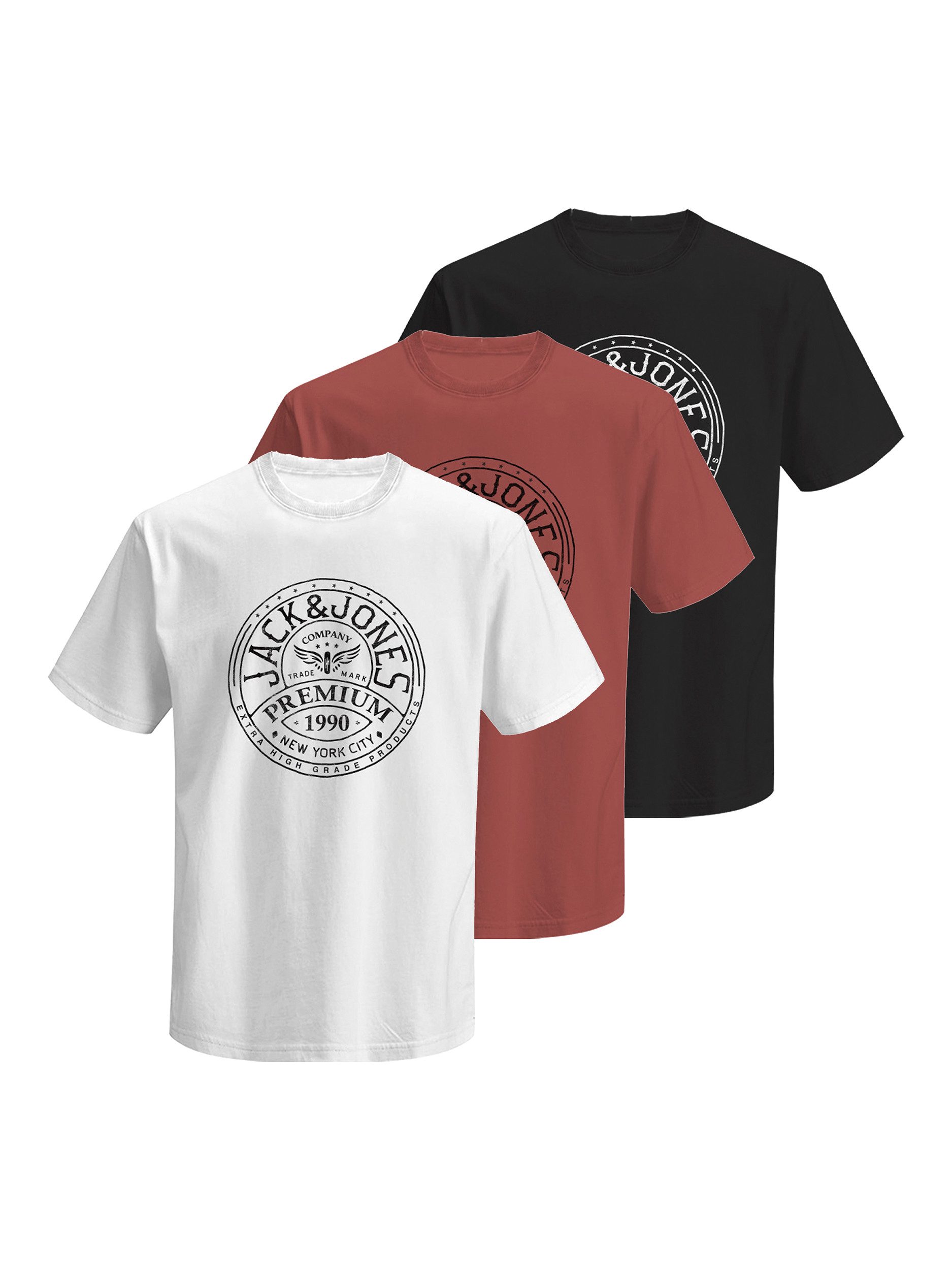 Jack & Jones Rundhalsshirt JPRBLUZACK SS TEE FST 3PK MP (Packung, 3-tlg) günstig online kaufen