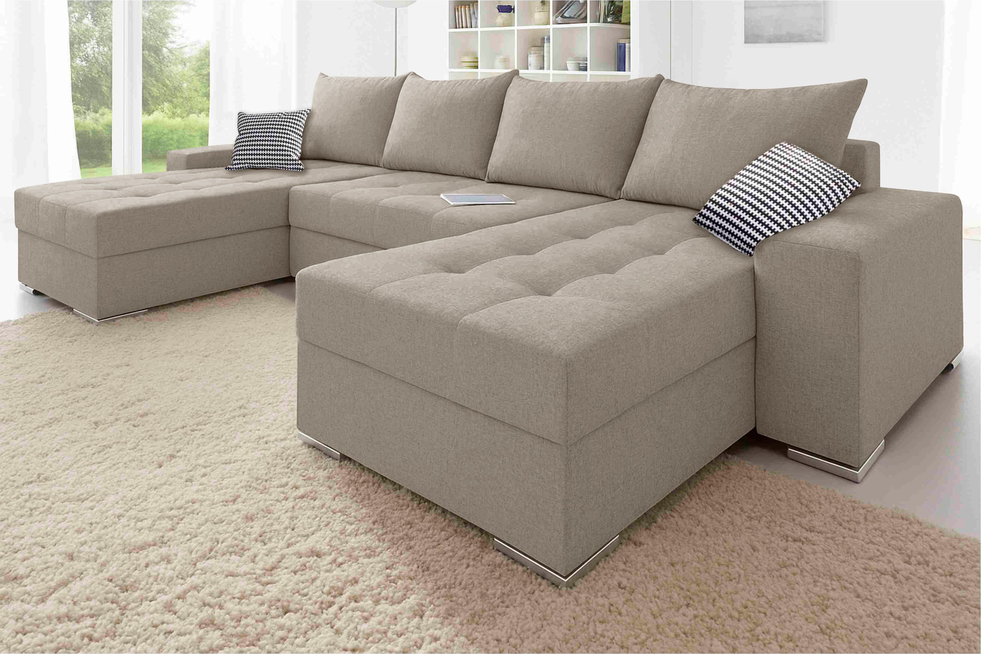 COLLECTION AB Wohnlandschaft Josy XL U-Form, Breite: 313 cm, Liegefl. 137x266 cm, Schlaffunktion, Bettkasten & 2 Zierkissen, Federkern