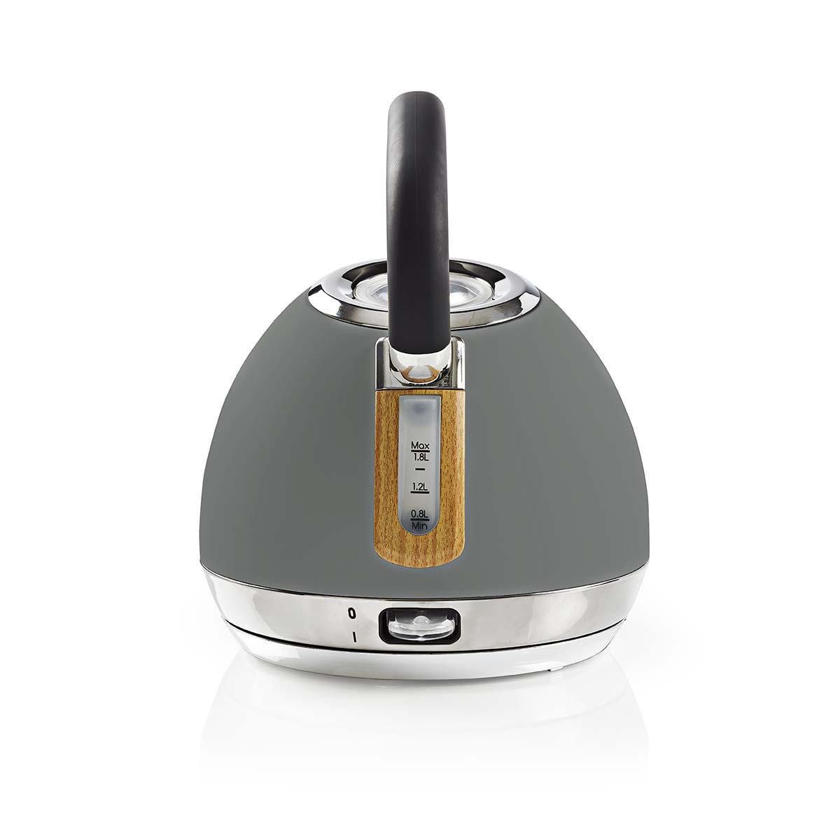 Nedis Wasserkocher KAWK520EGY, 2.7 l, 2200 W, Soft-Touch, 360° drehbar, verdecktes Heizelement, Trockengehschutz