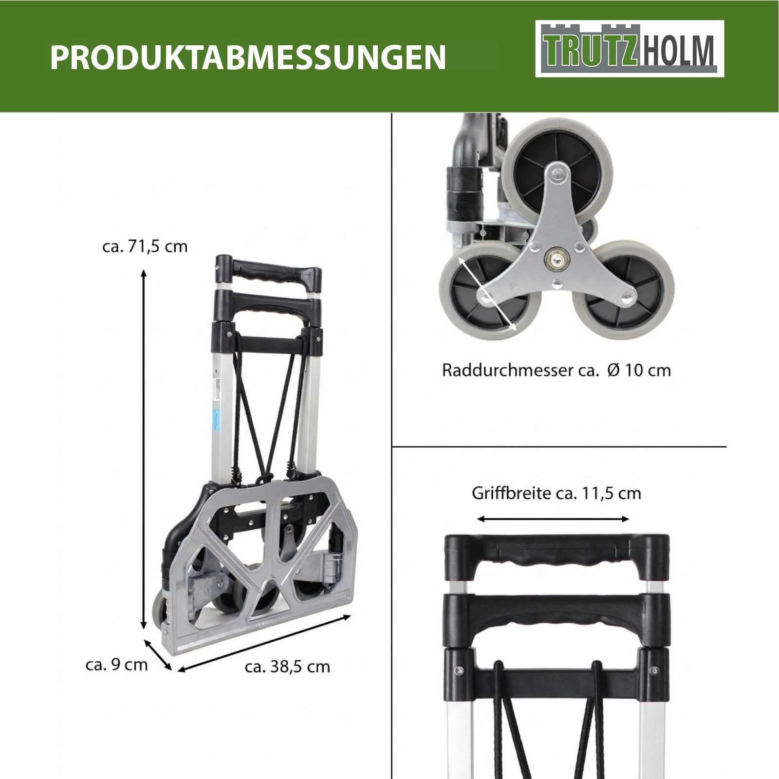 TRUTZHOLM Sackkarre Treppensteiger Sackkarre klappbar 70 kg 109 cm Aluminium
