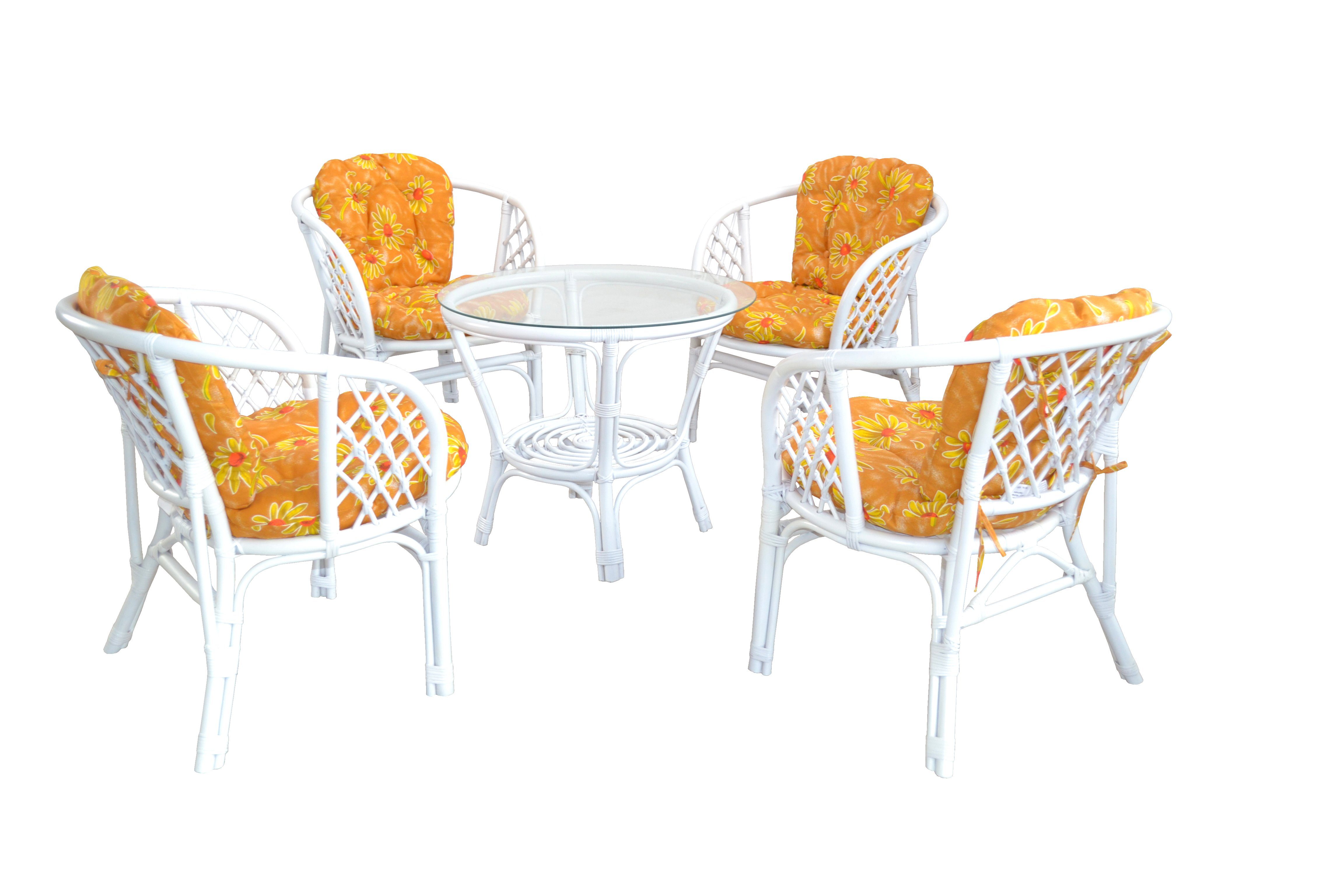 moebel-direkt-online Sitzgruppe Laurin, (Spar-Set, 4Rattansessel, 1 Rattantisch)