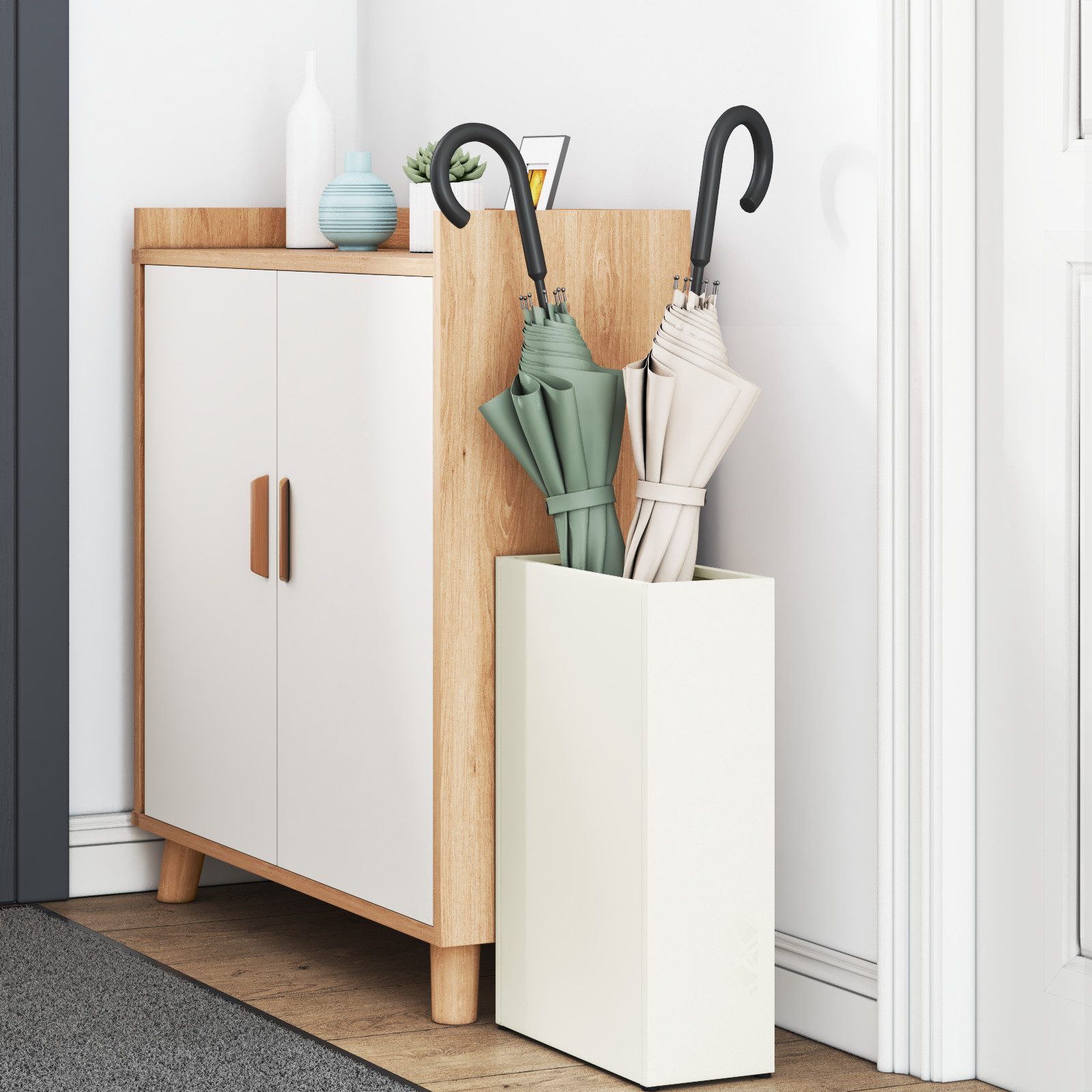 vidaXL Schirmständer Regenschirmständer Weiß Holz Mittel günstig online kaufen