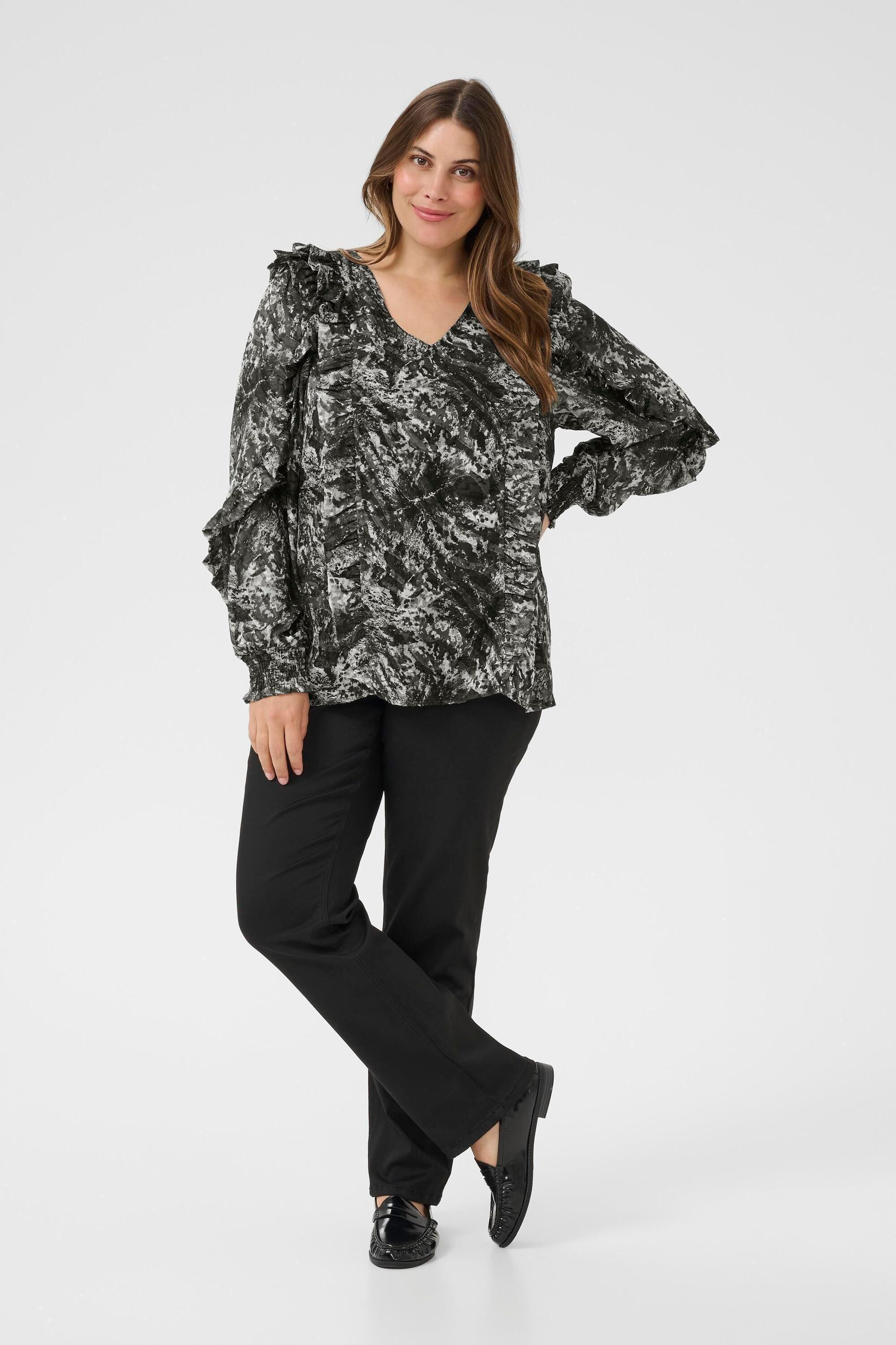 KAFFE Curve Langarmbluse Langarm-Bluse KCalicia Große Größen